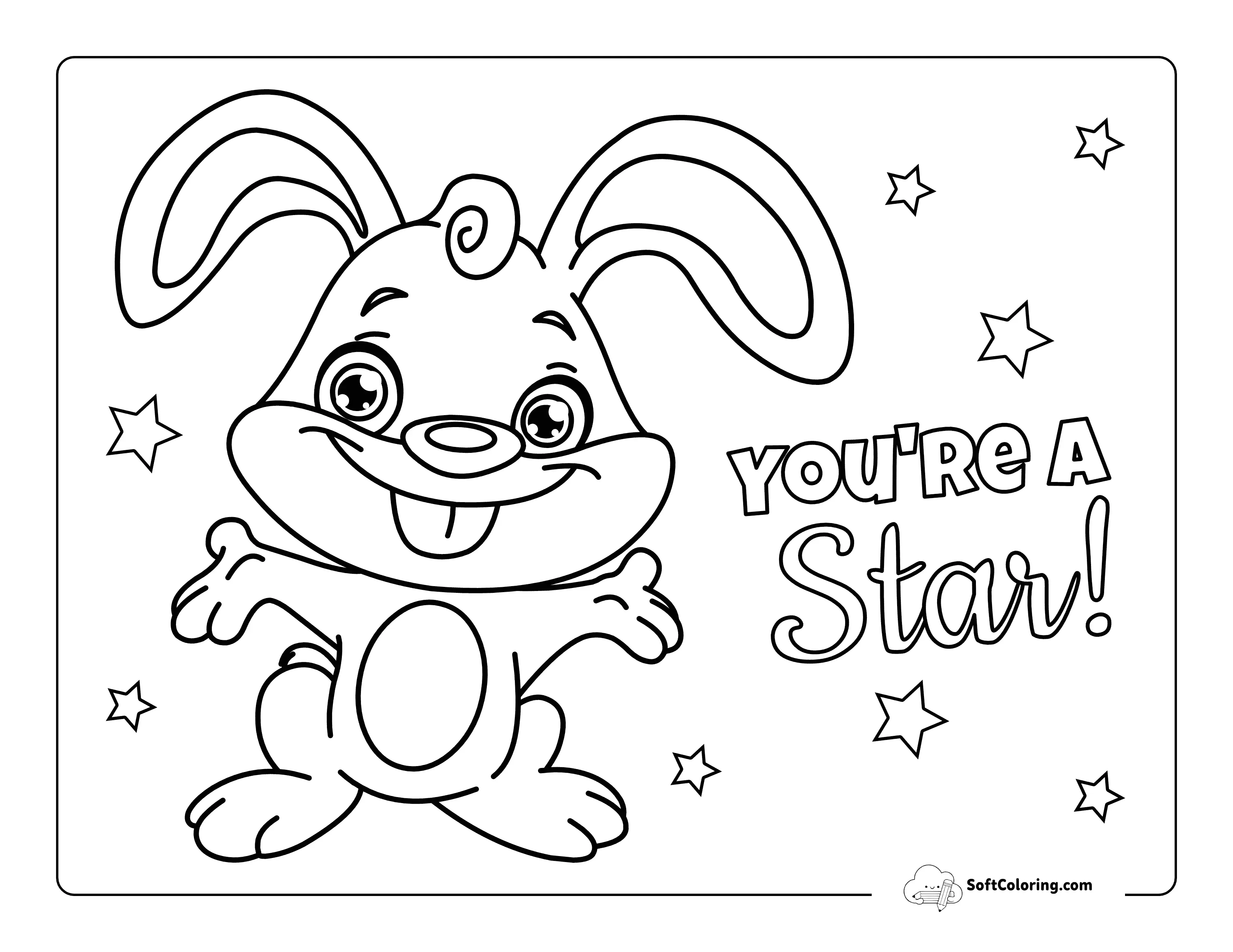 "You Are A Star!" Bunny Coloring Page