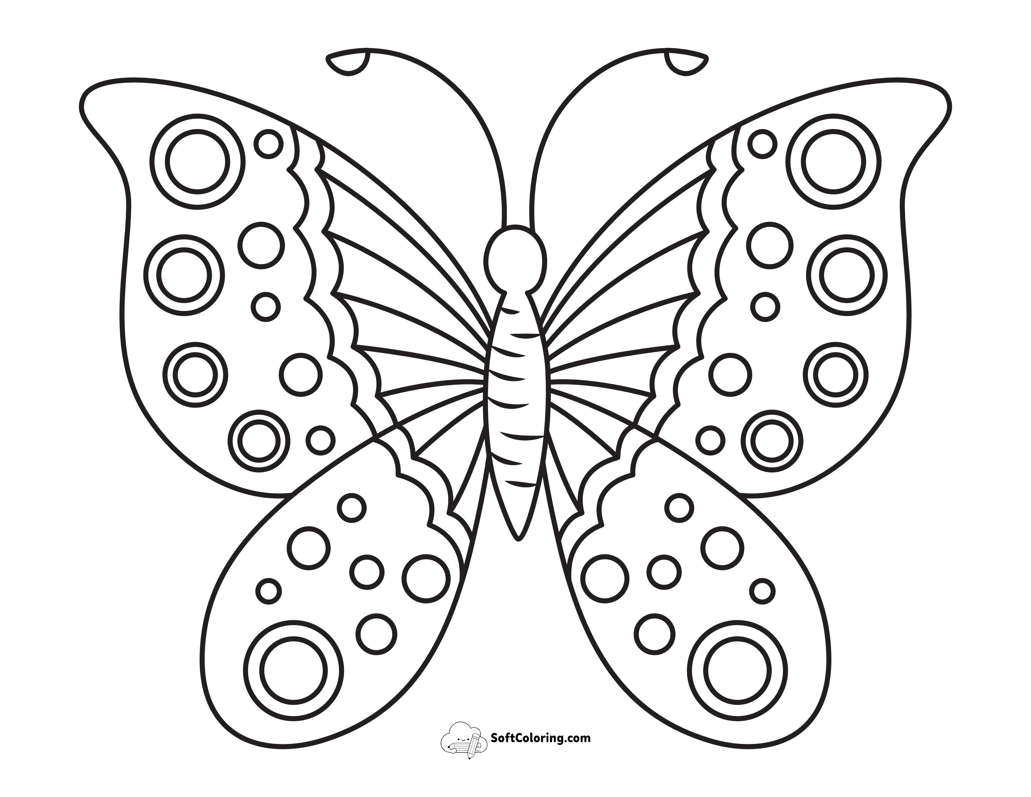Lovely Butterfly Outline With Circles And Stripes
