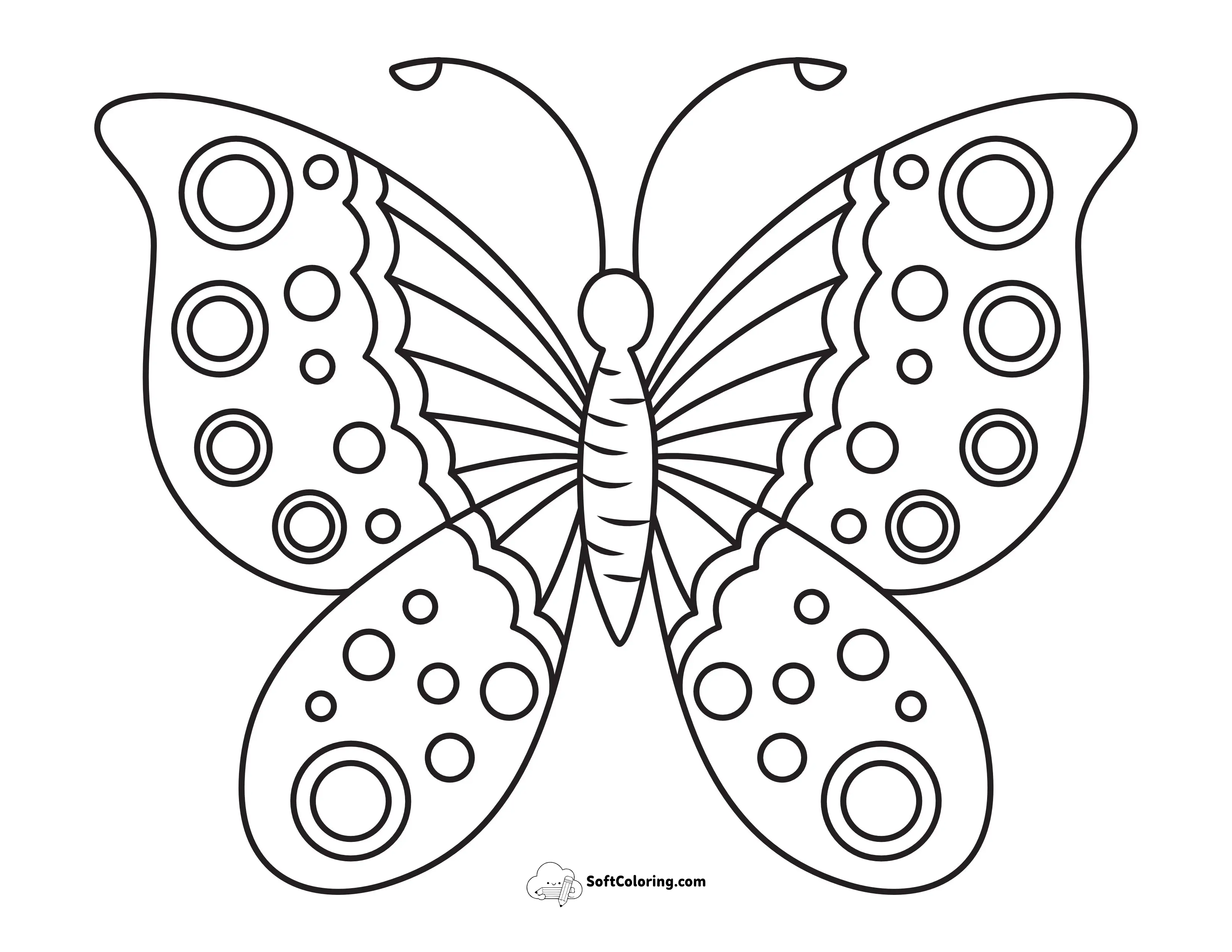 Lovely Butterfly Outline With Circles And Stripes