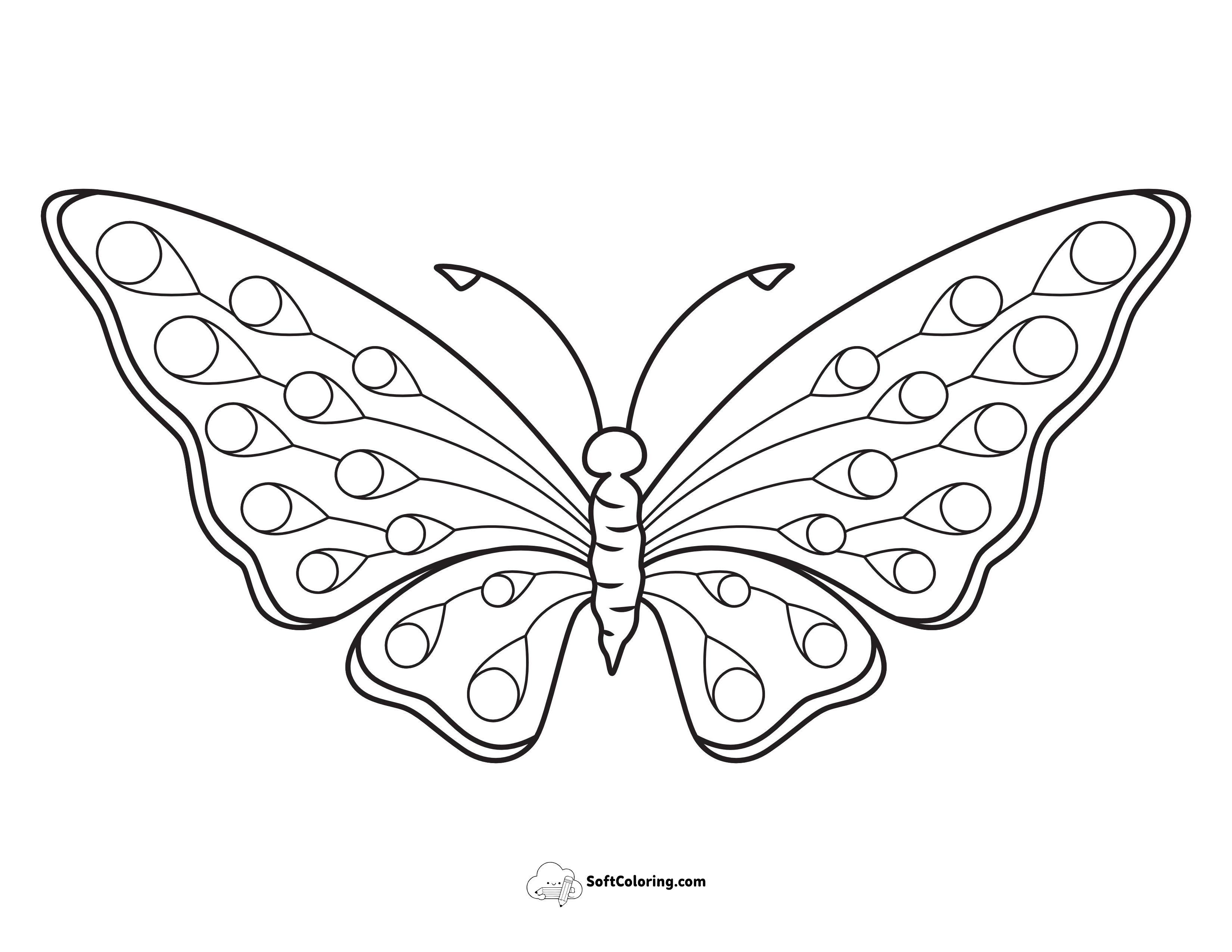 Free Printable Peacock Pattern Butterfly Coloring Page