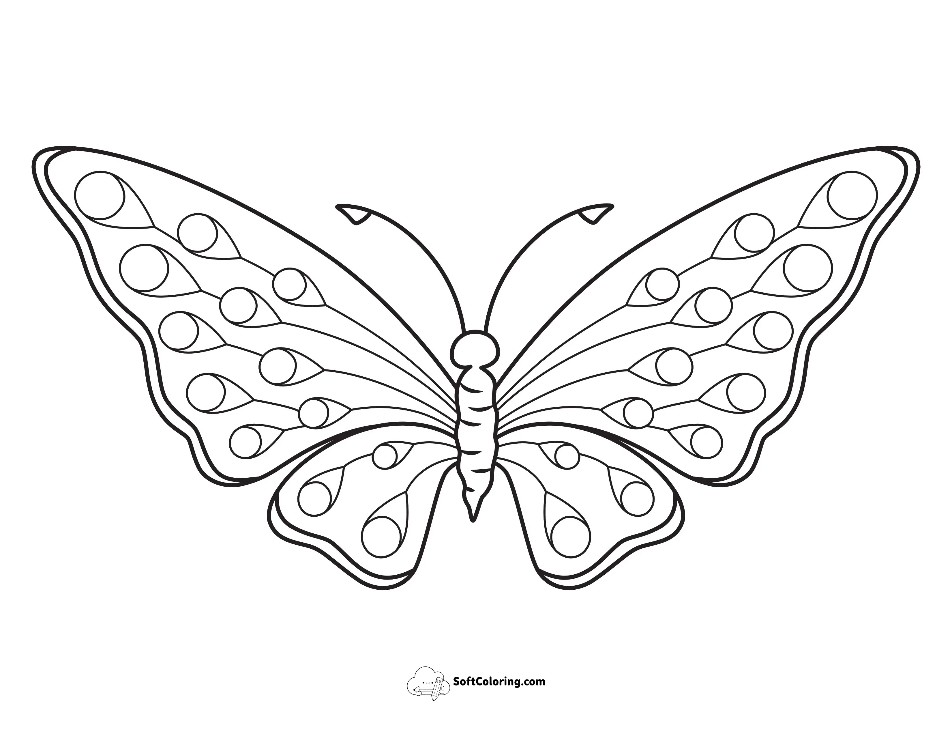 Free Printable Peacock Pattern Butterfly Coloring Page