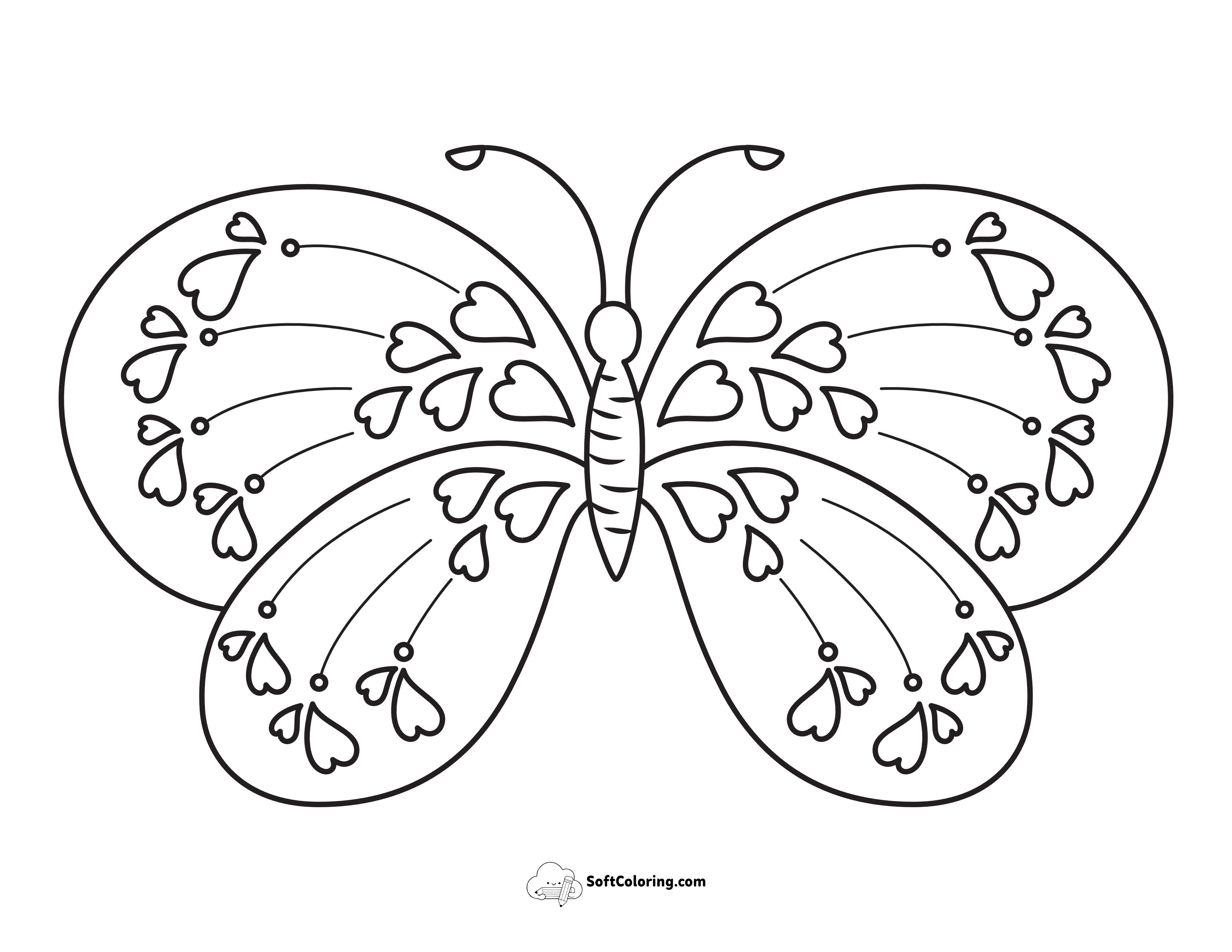 Cute Butterfly Featuring Heart Shapes On Its Wings