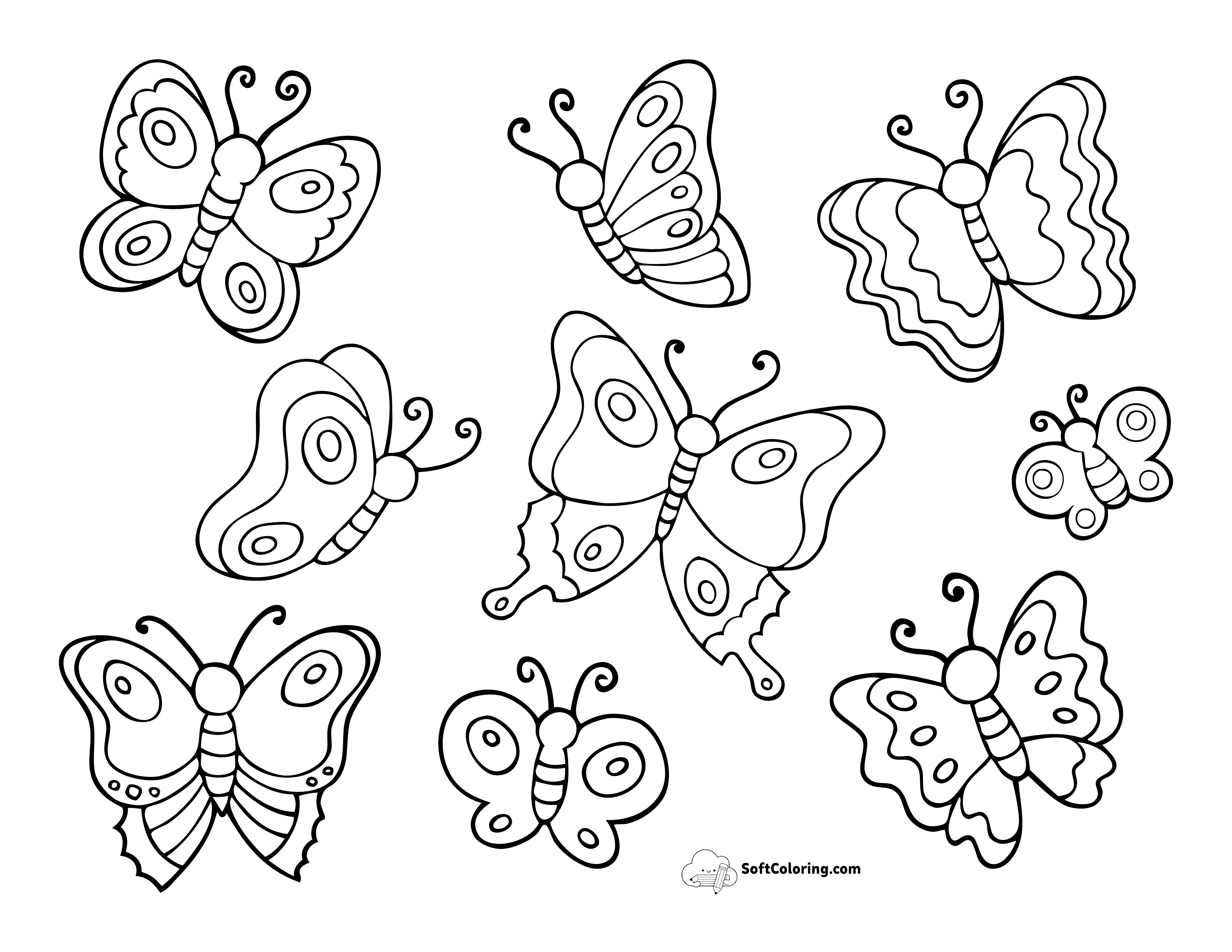 Mini Butterflies Picture For Kids To Color