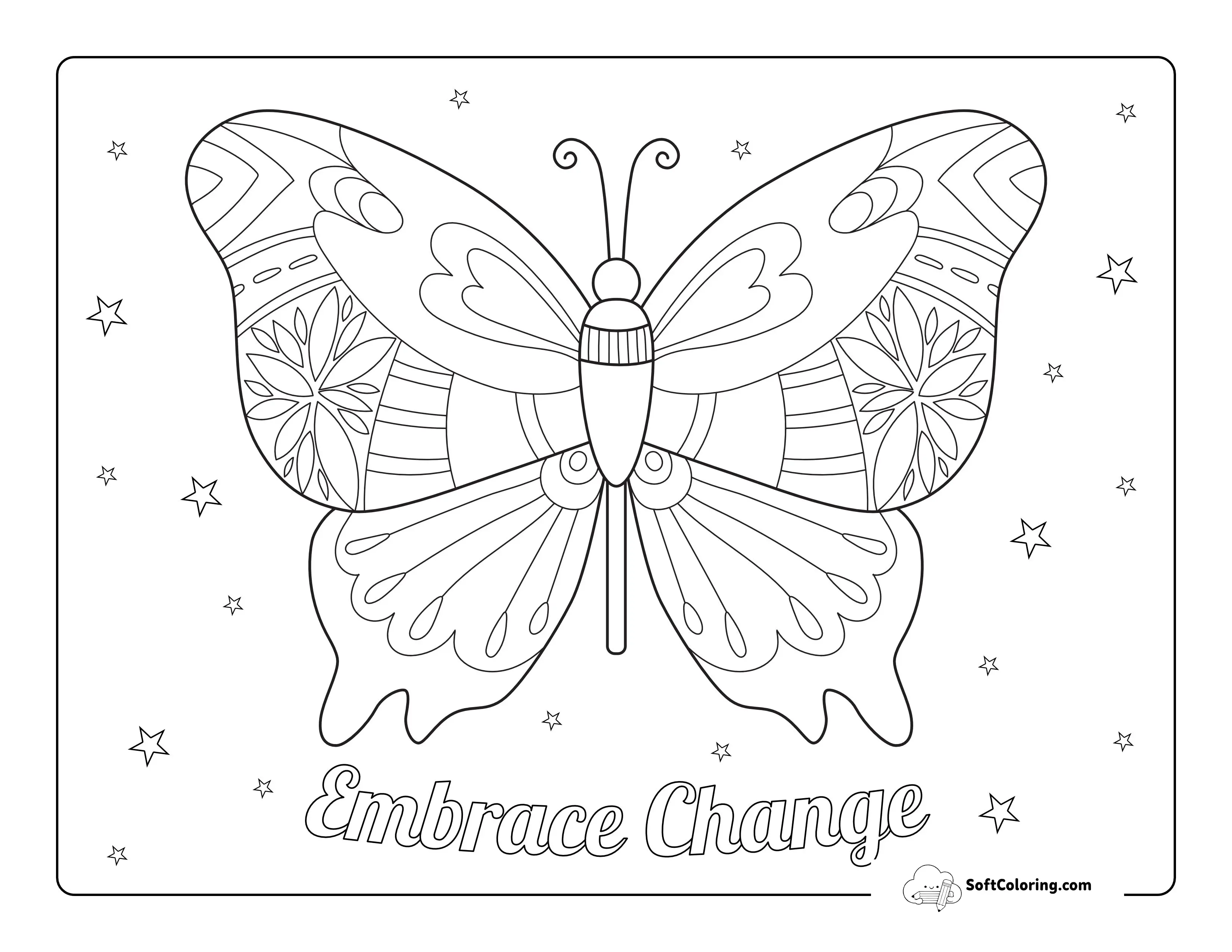 Abstract Butterfly Wings Coloring Sheet