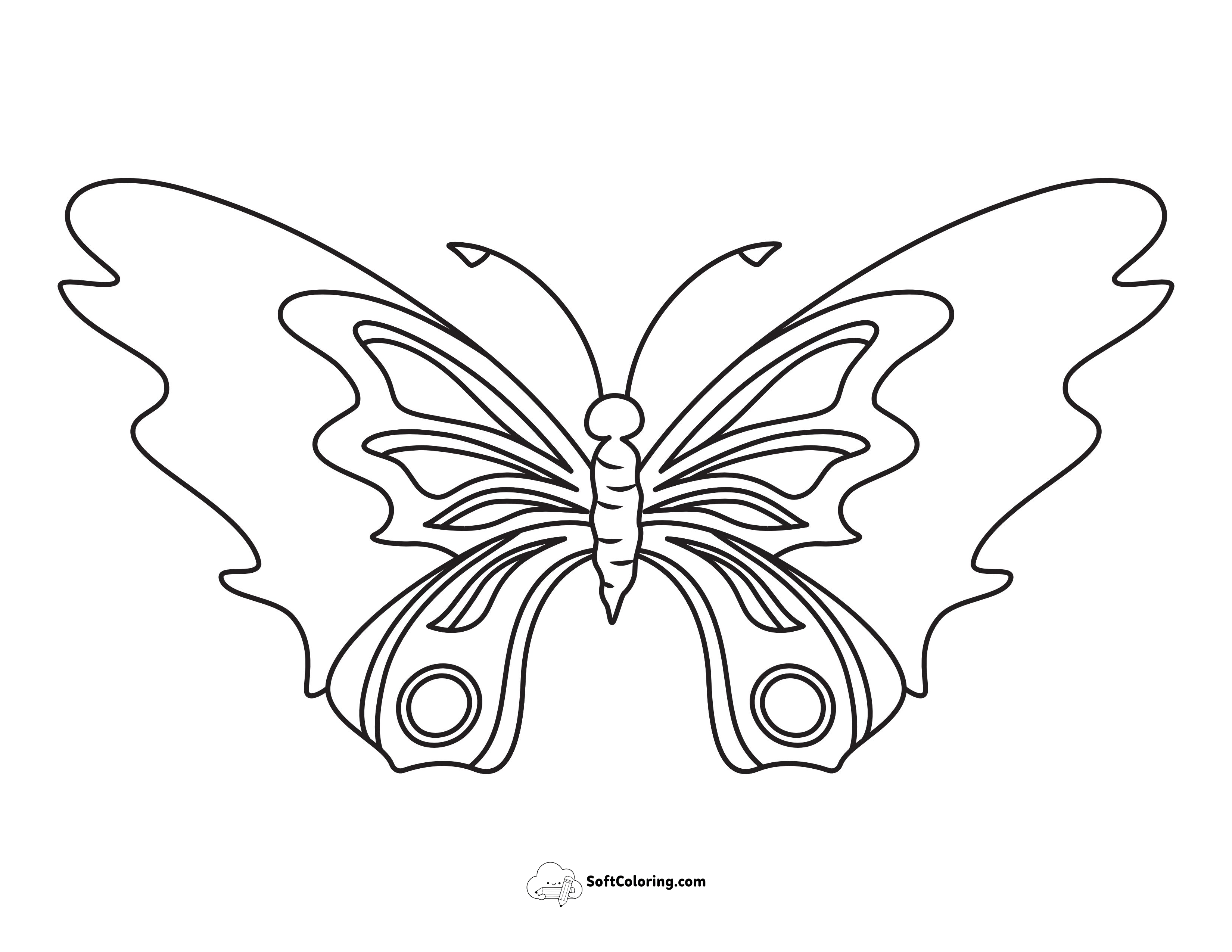 Moth-Style Butterfly With Large Camouflage Eyespots On Lower Wings