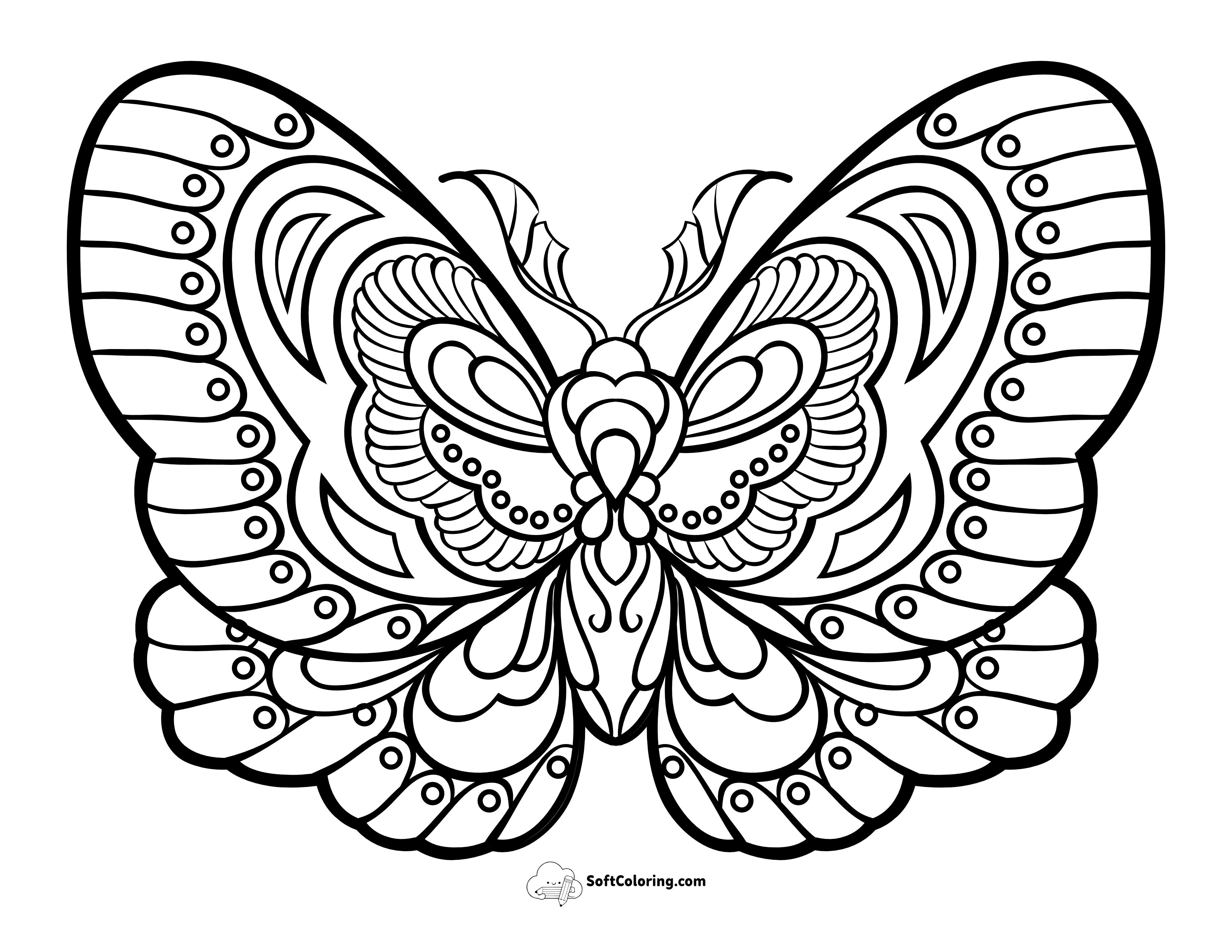 Stylized Butterfly Printable For Adults To Color