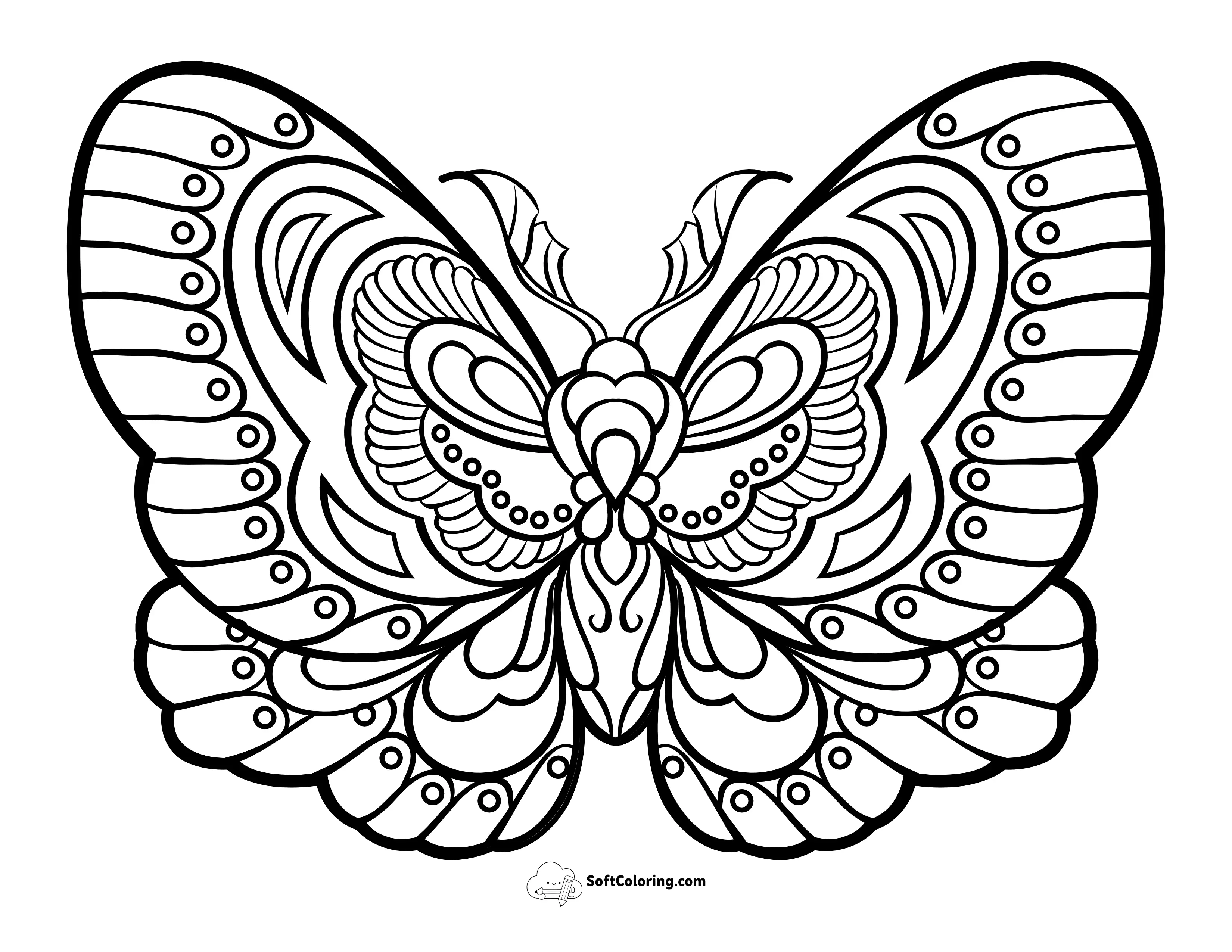 Stylized Butterfly Printable For Adults To Color