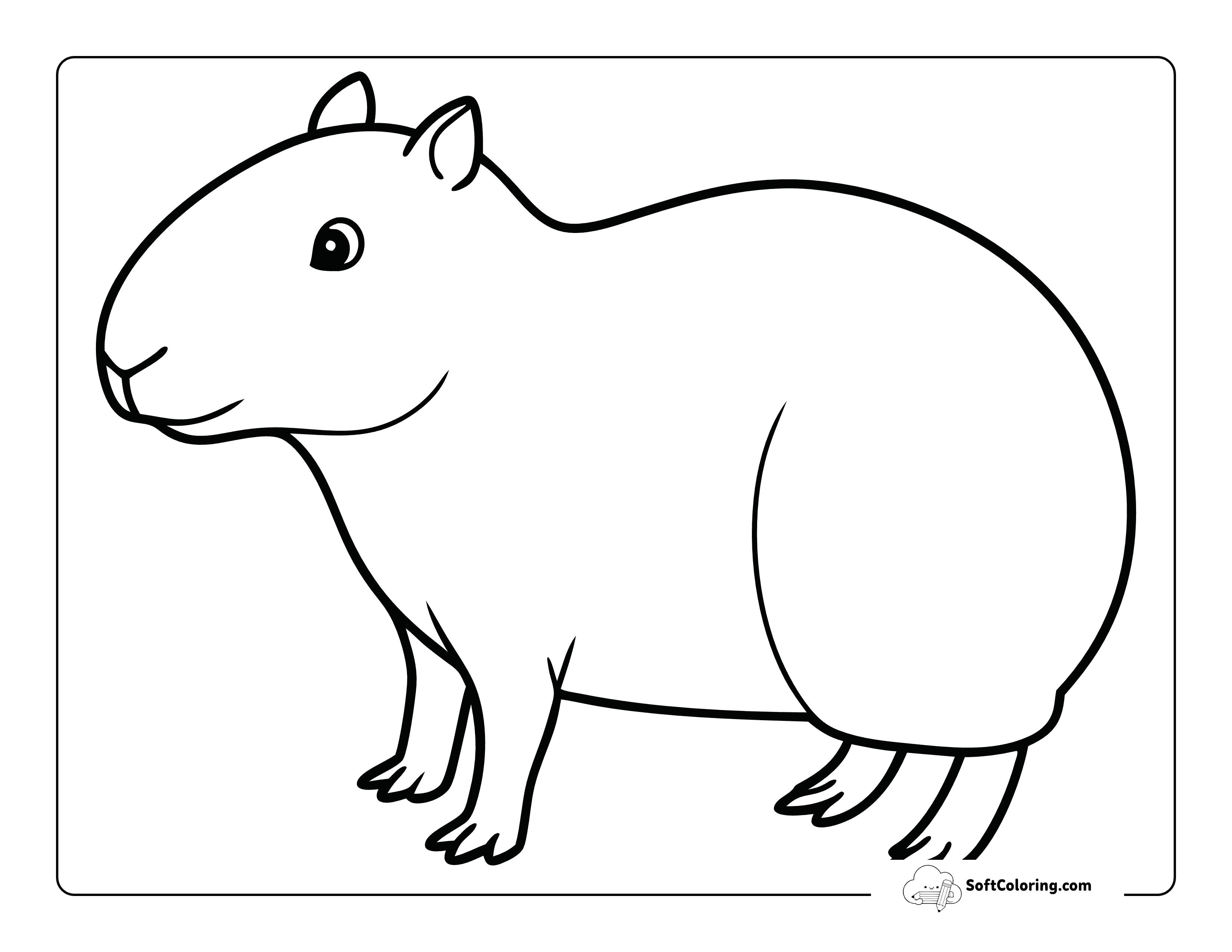 Cute Capybara Outline To Color