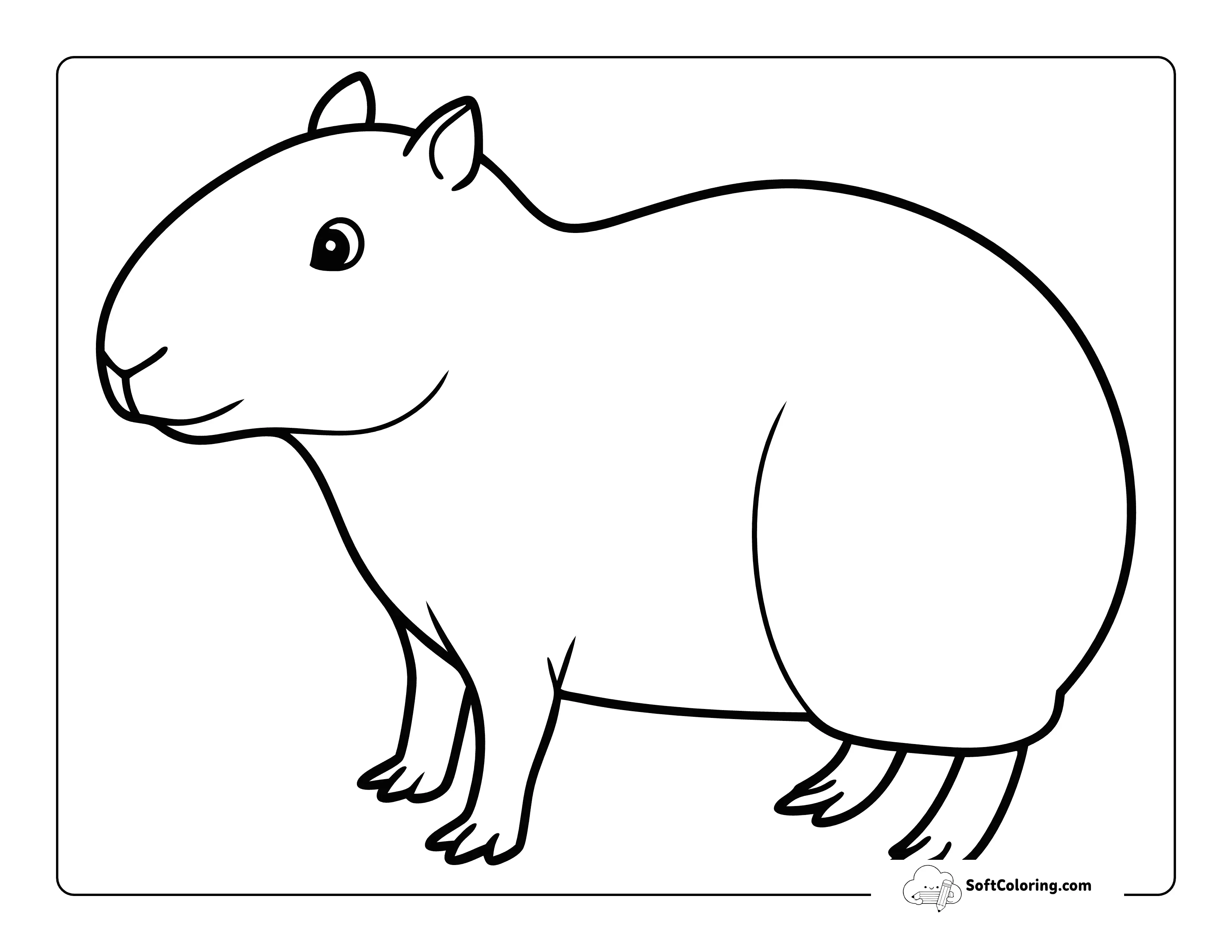 Cute Capybara Outline To Color