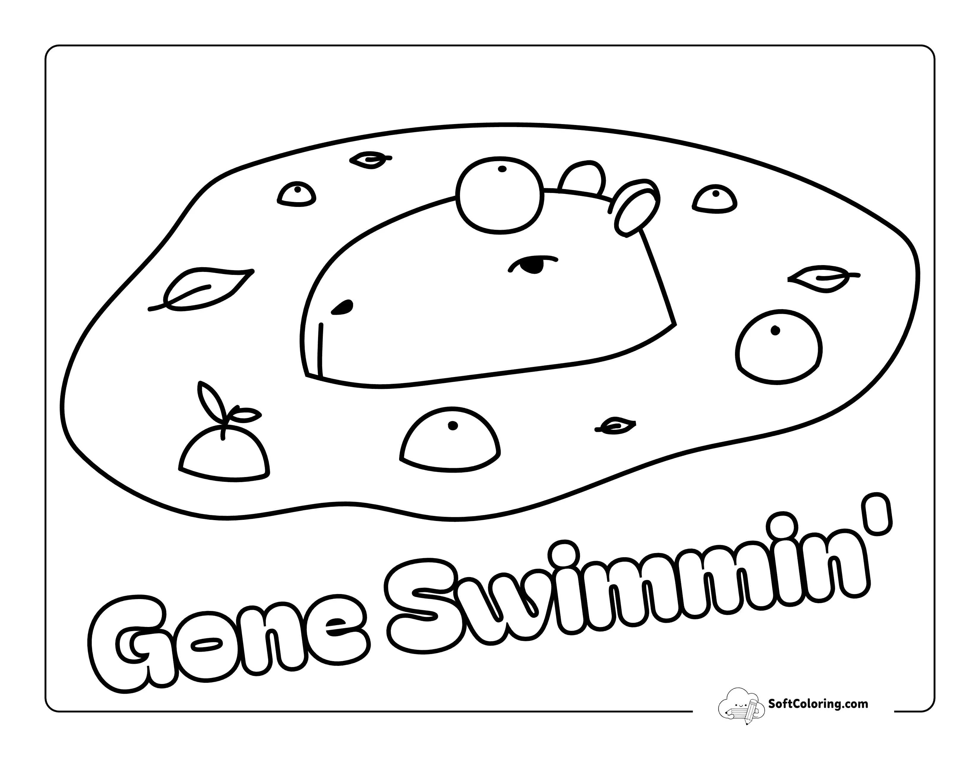 "Gone Swimmin'" - Funny Cute Capybara Coloring Sheet