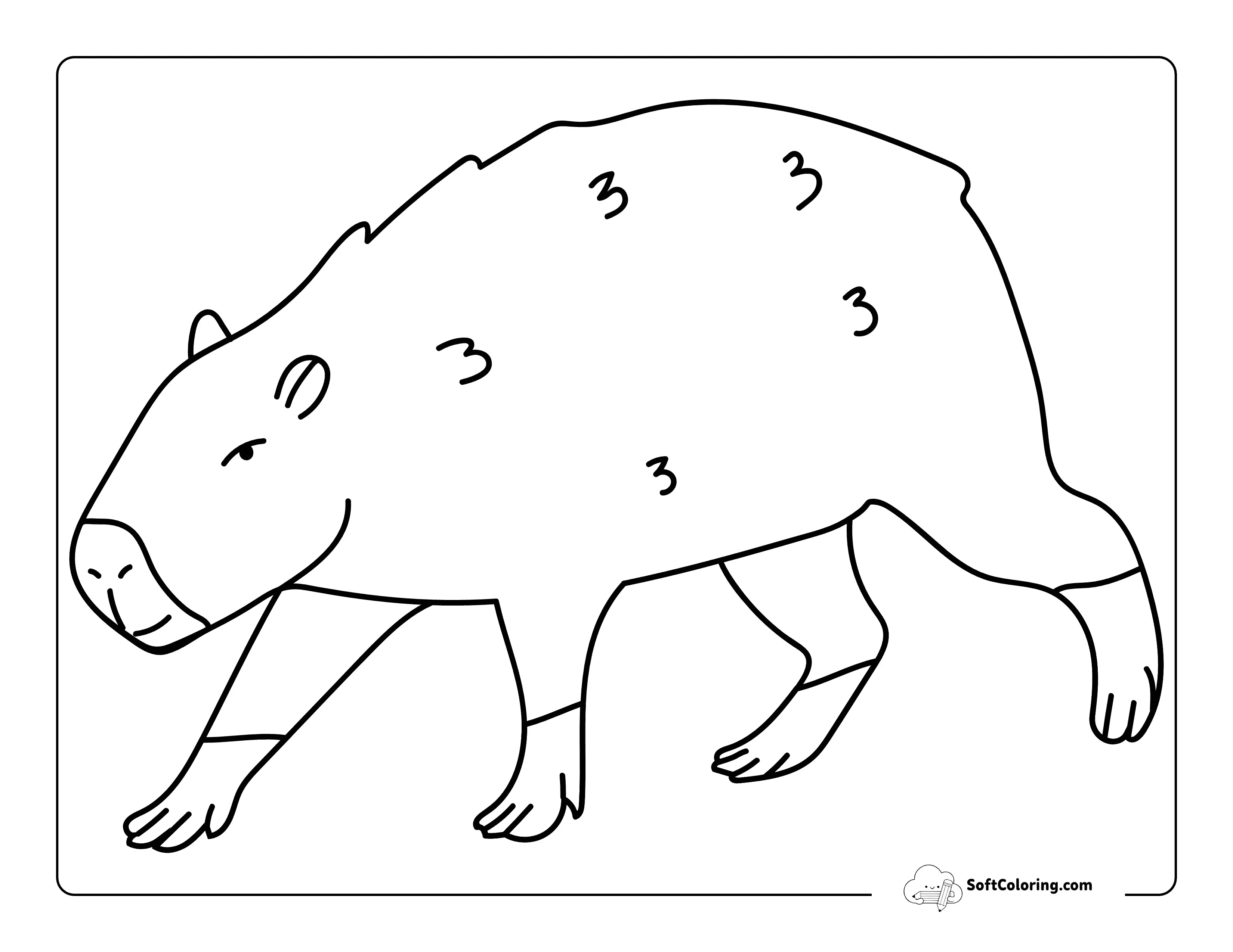 Easy Walking Capybara Drawing To Color