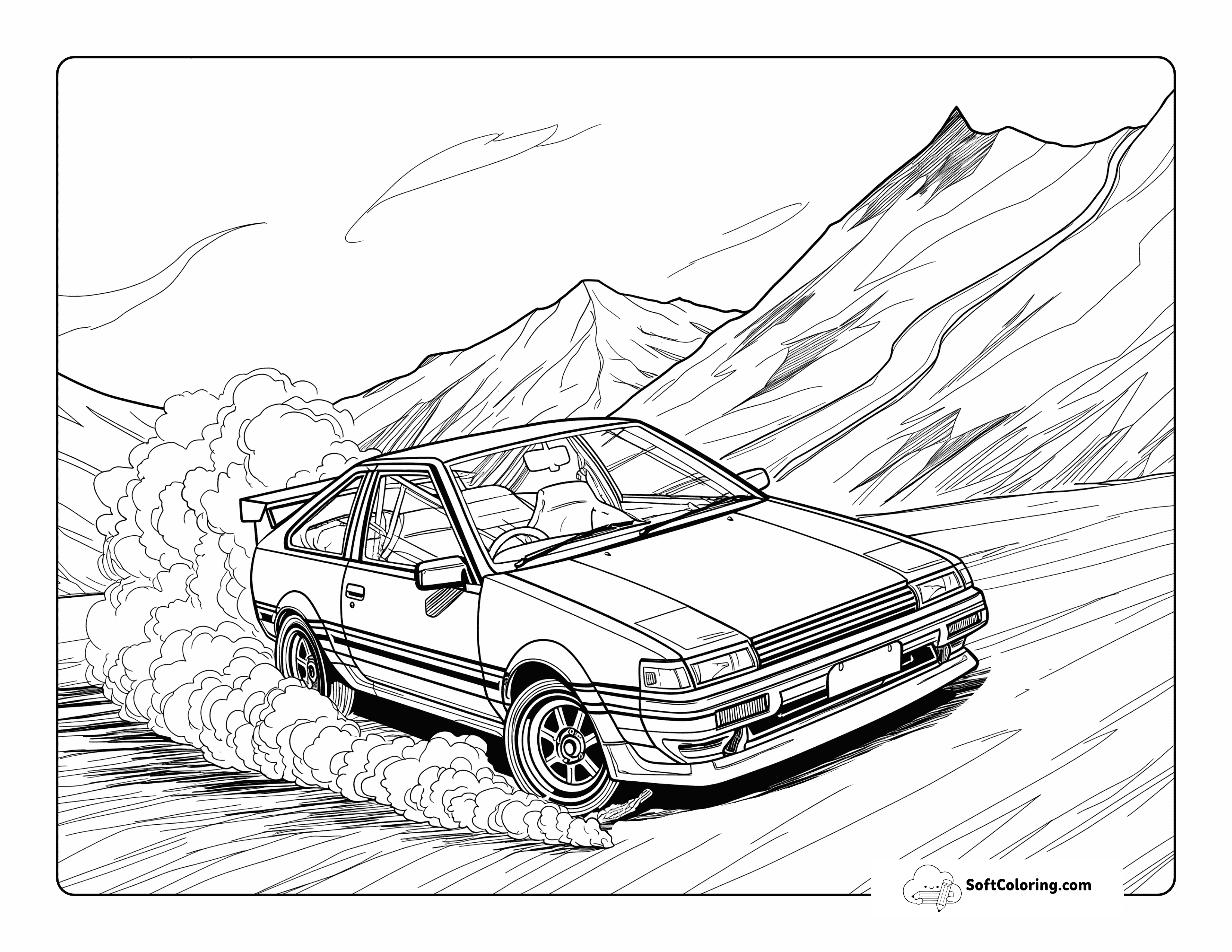 Adventure Racing Detailed Car Coloring Page For Adults