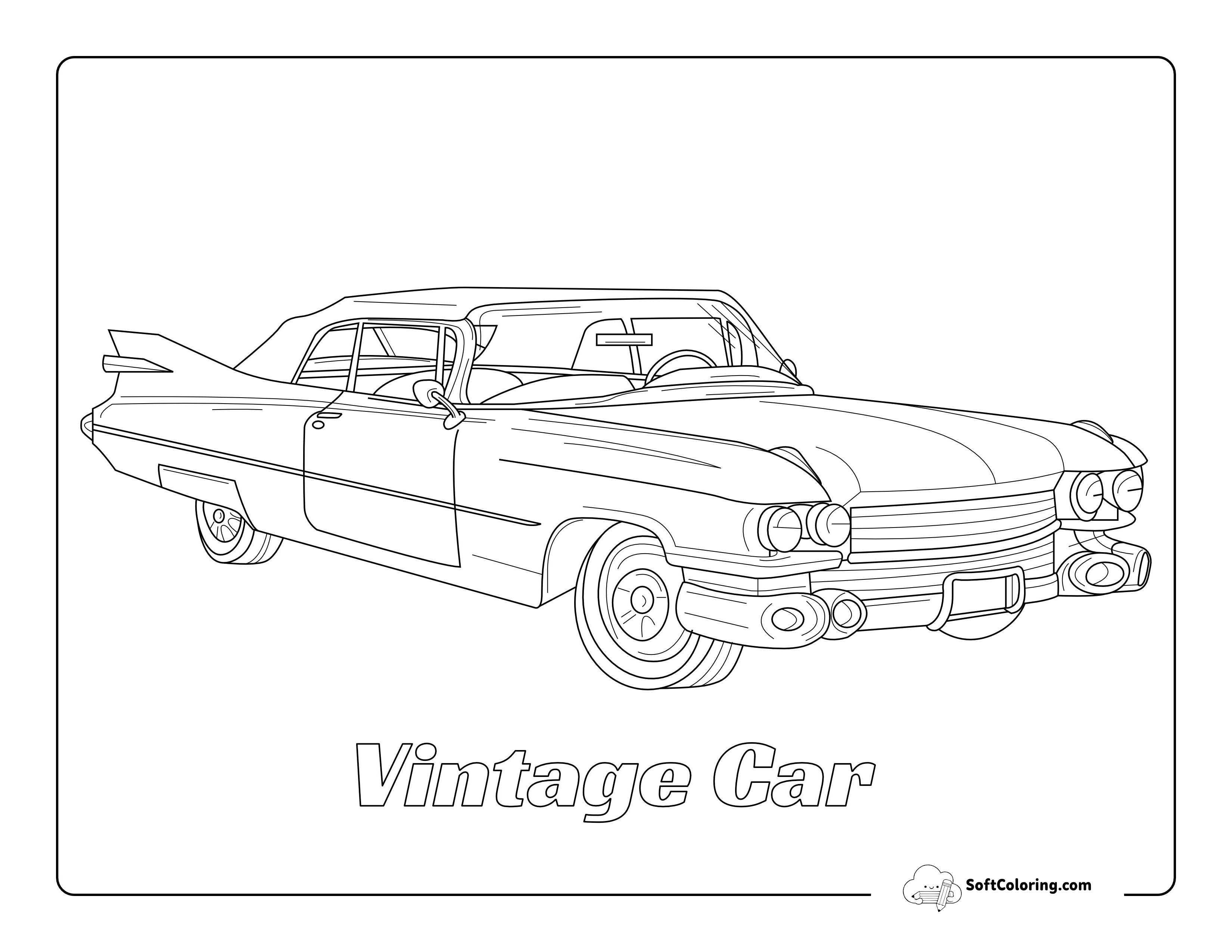 Realistic Classic Car Coloring Page
