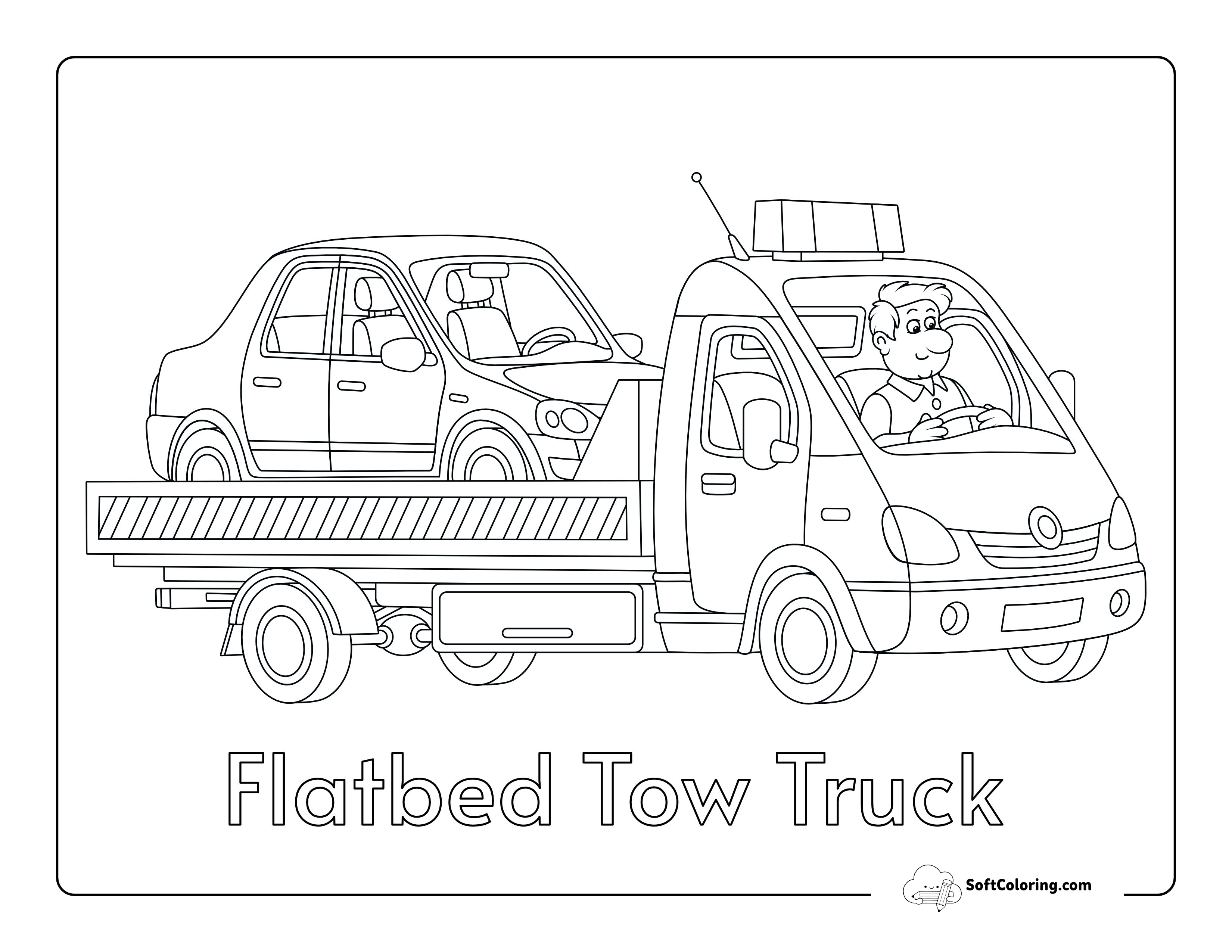Flatbed Tow Truck Picture To Color