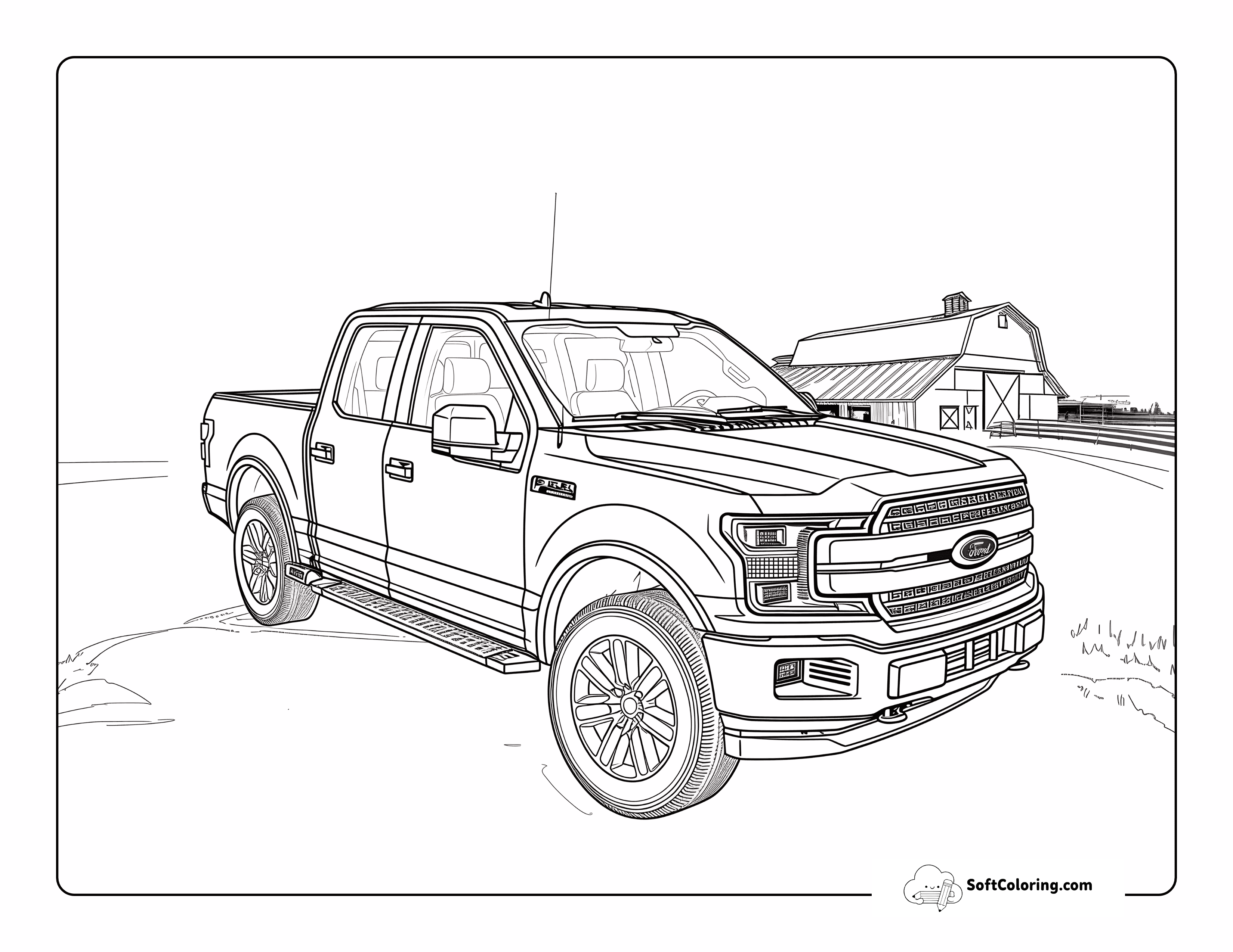 Farm Truck Realistic Car Coloring Page