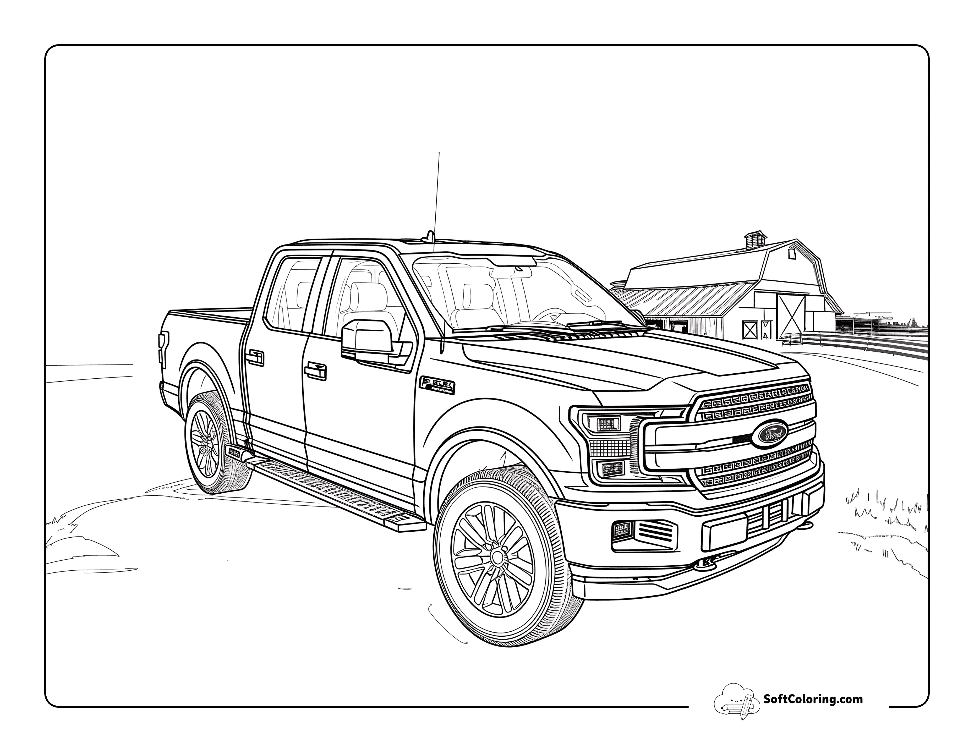 Farm Truck Realistic Car Coloring Page
