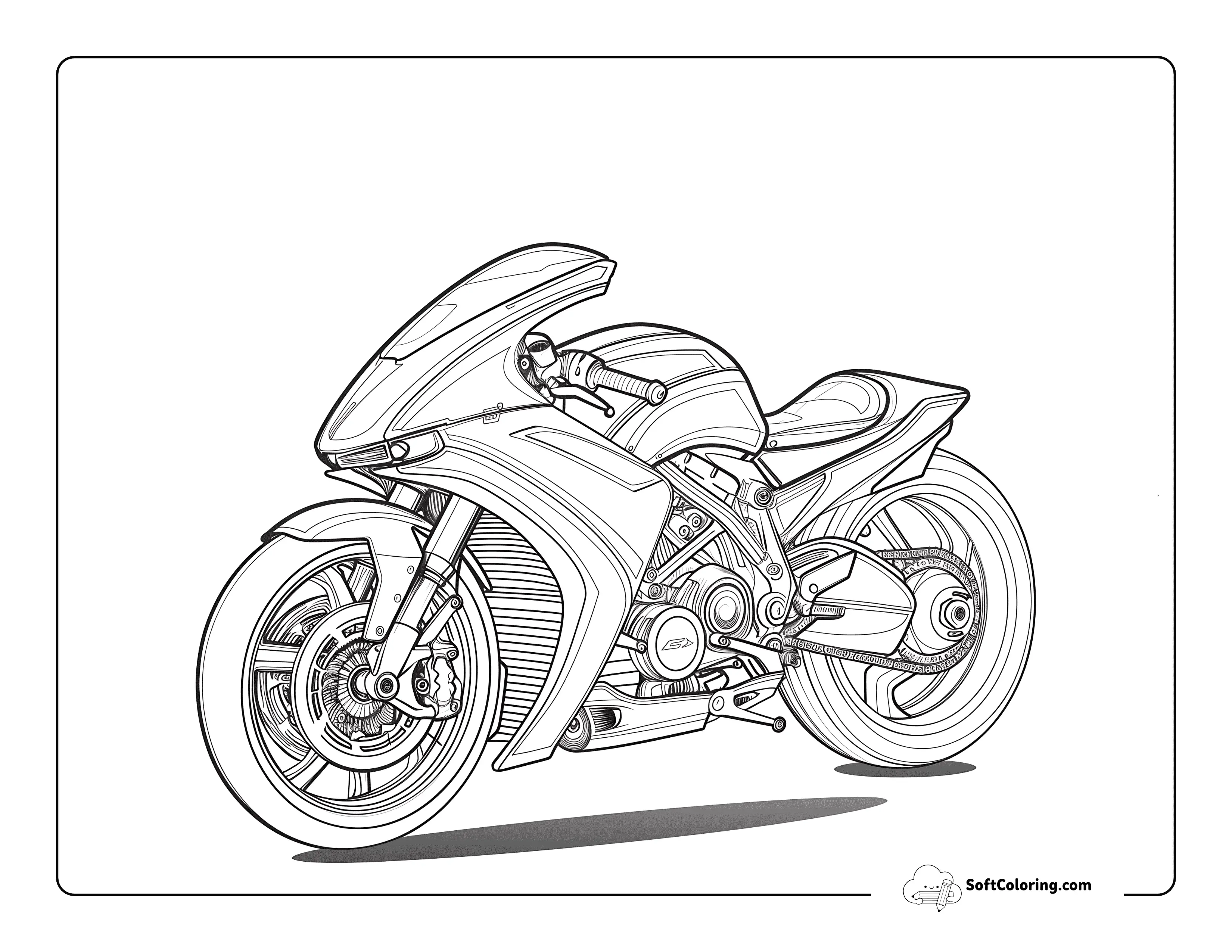 Futuristic Motorbike Cool Car Coloring Page For Adults