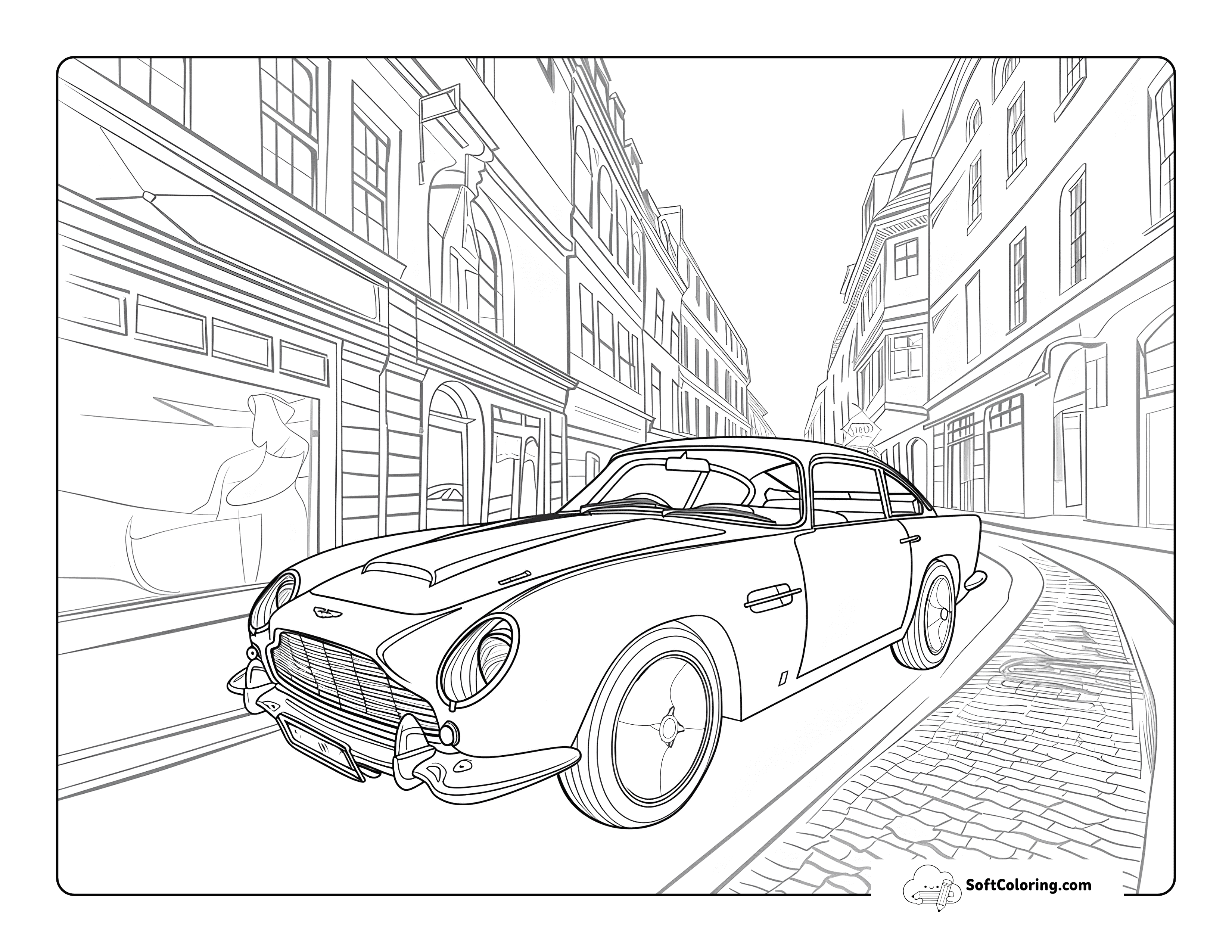 James Bond Astin Martin Realistic Car Coloring Page For Adults