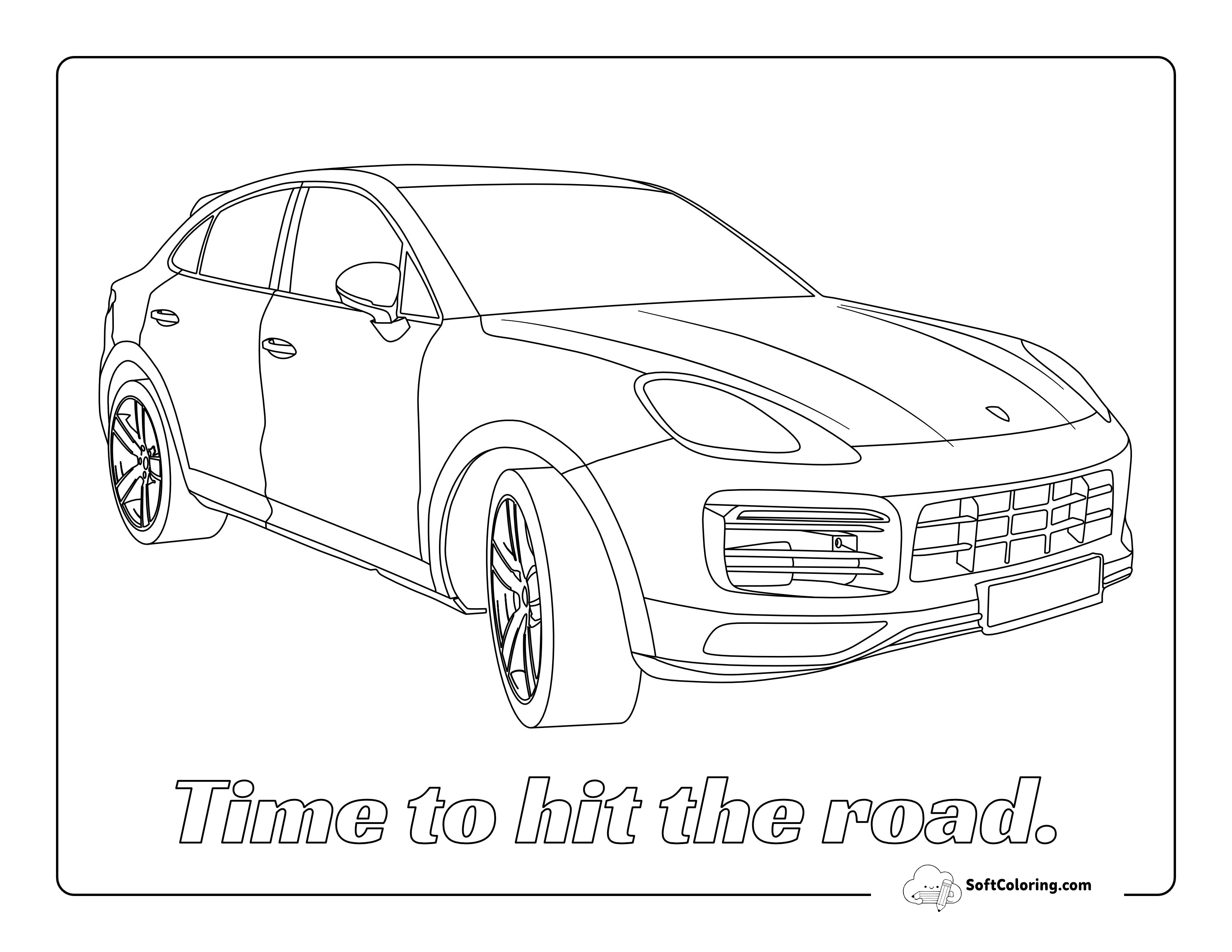 "Time To Hit The Road" Car Coloring Page