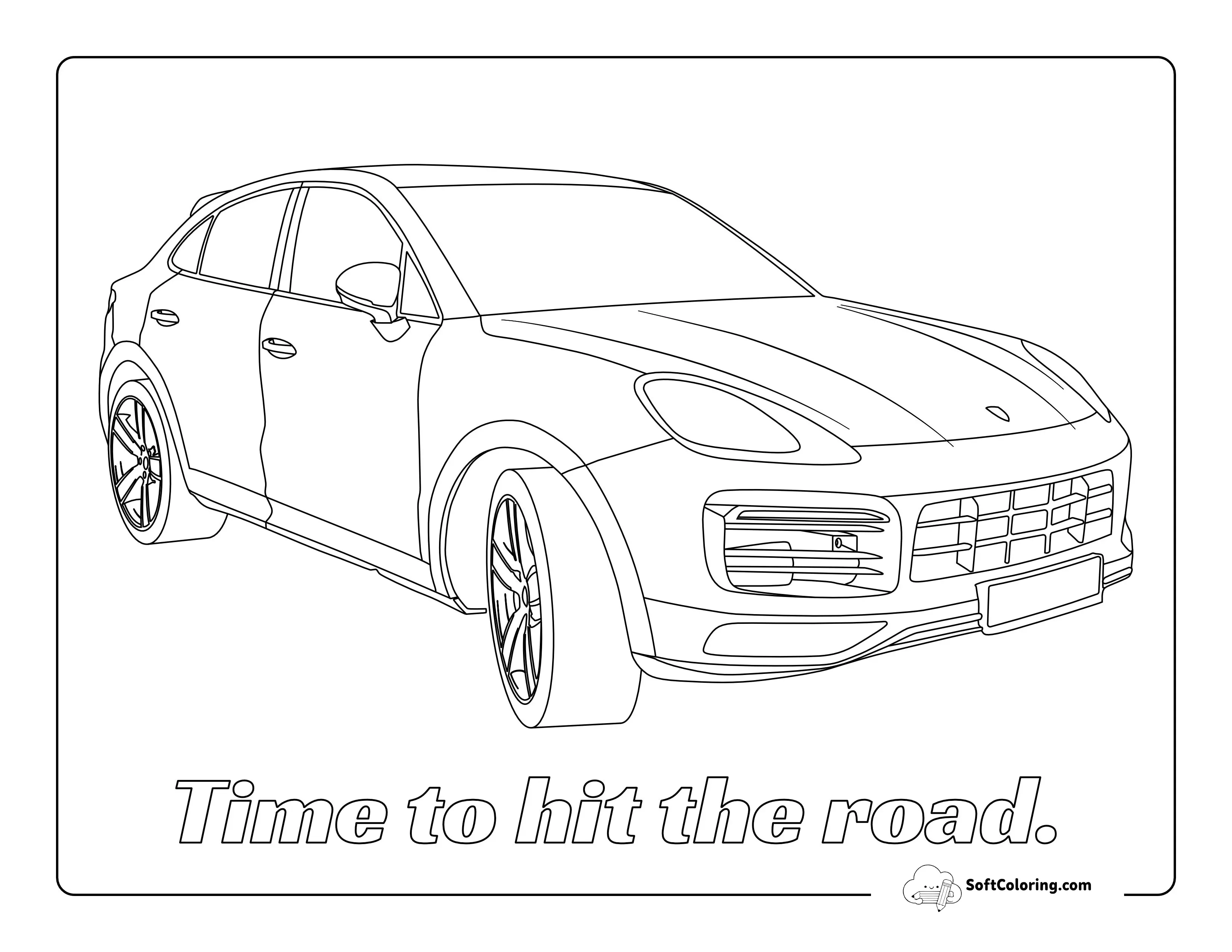 "Time To Hit The Road" Car Coloring Page