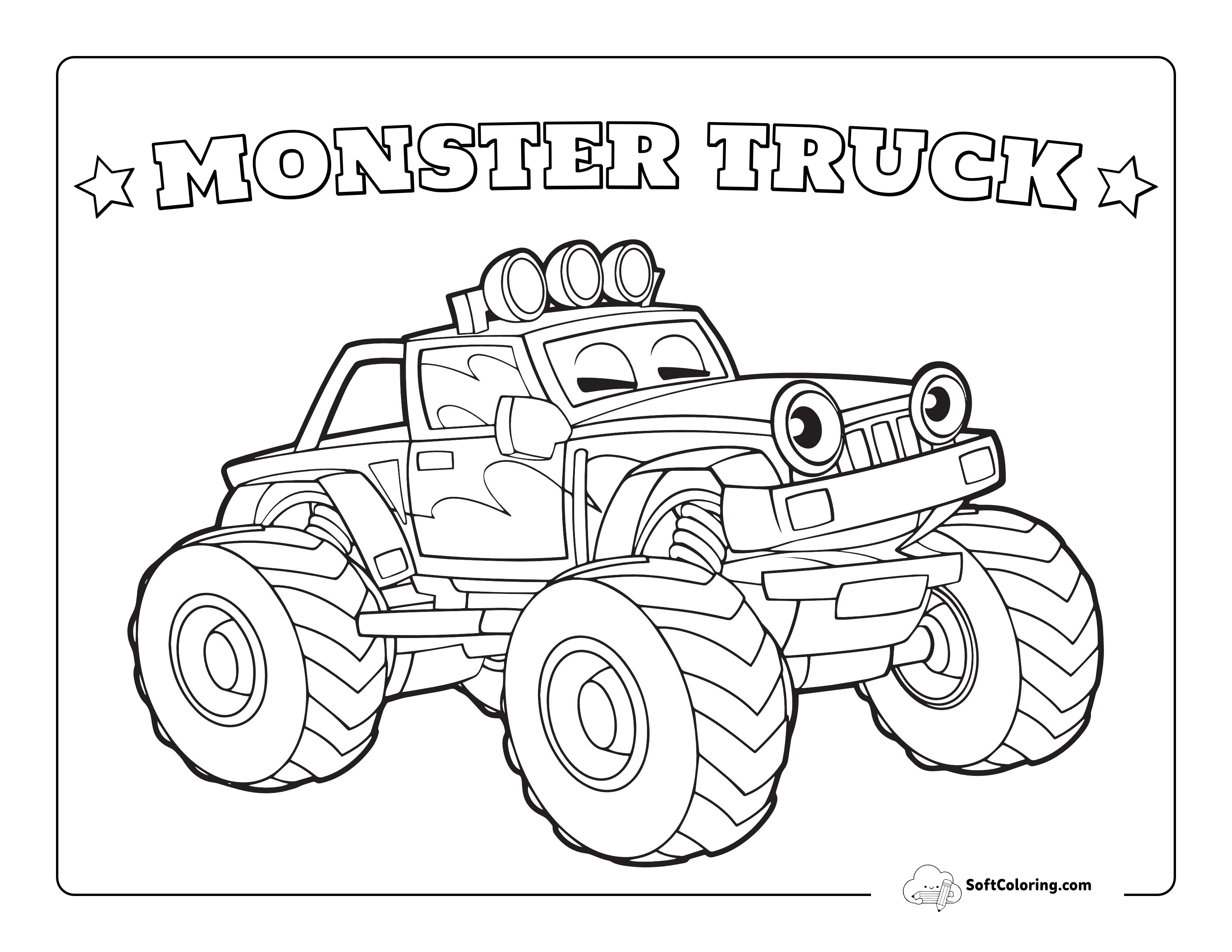 Cute Cartoon Monster Truck With Big Wheels For Kids