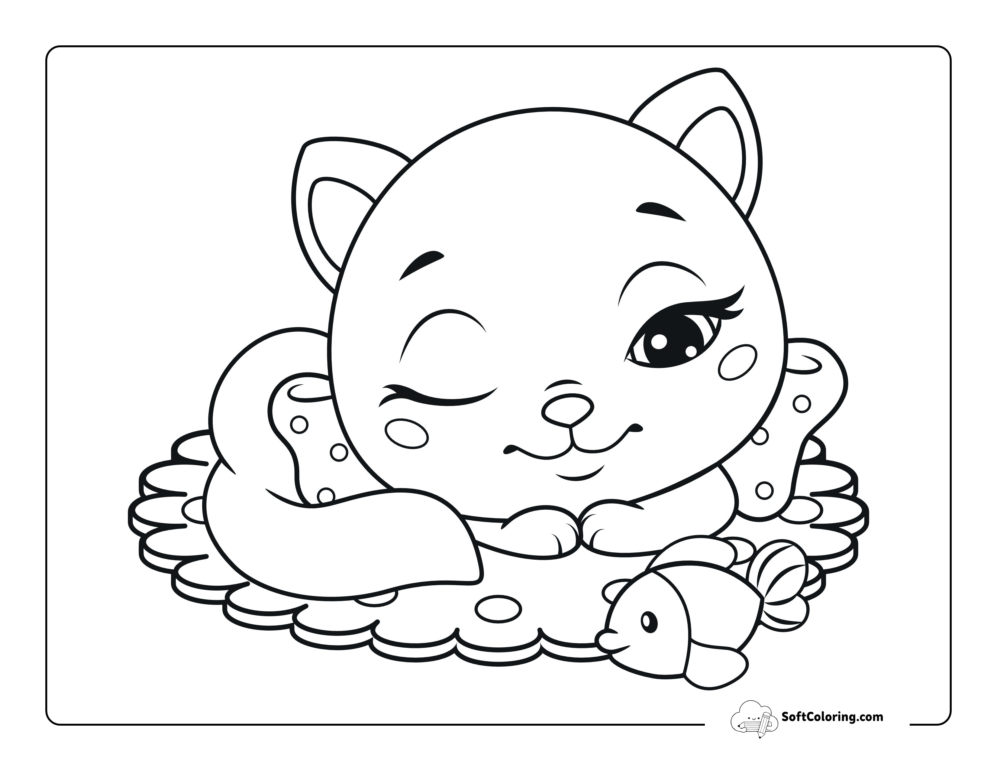 Cute Sleeping Cat Picture To Color