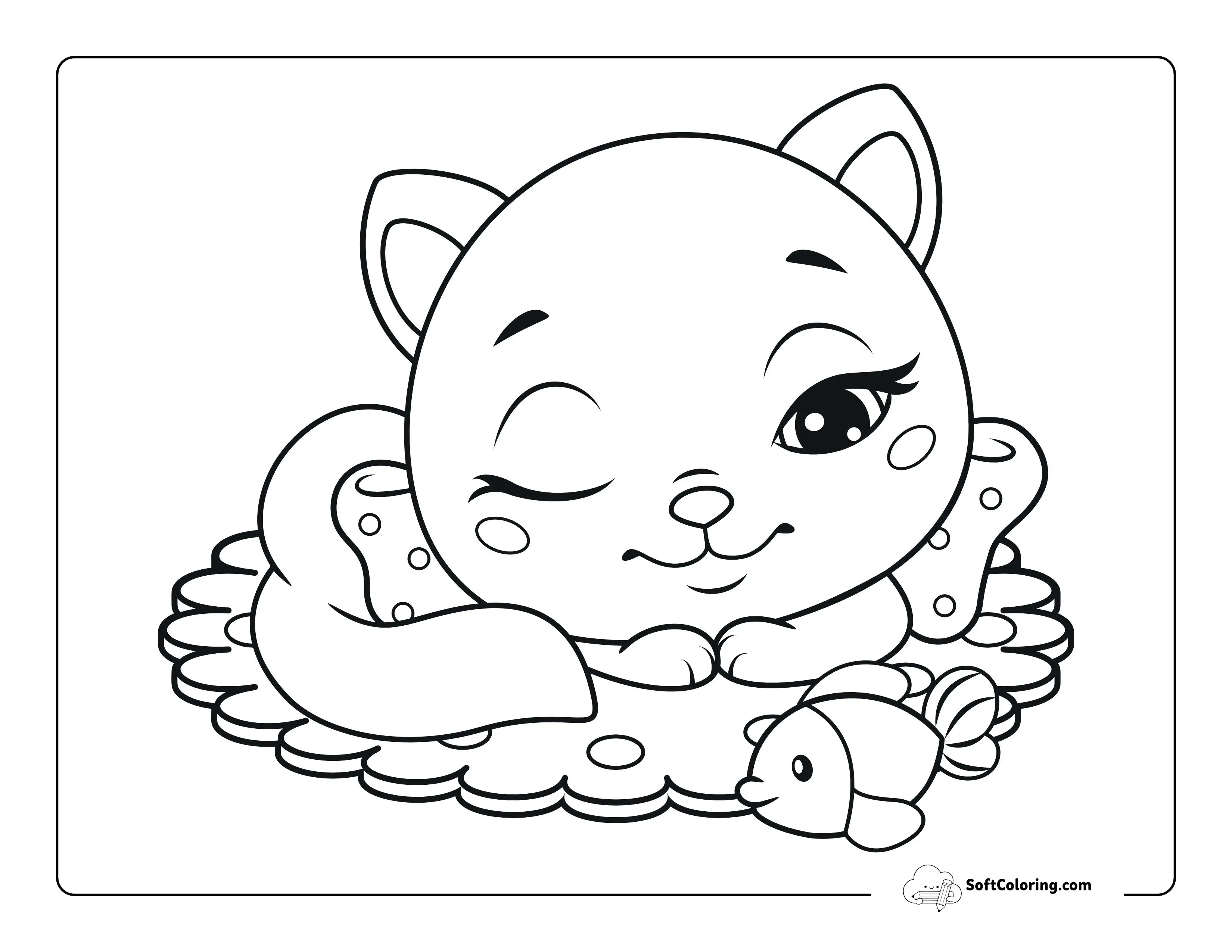Cute Sleeping Cat Picture To Color