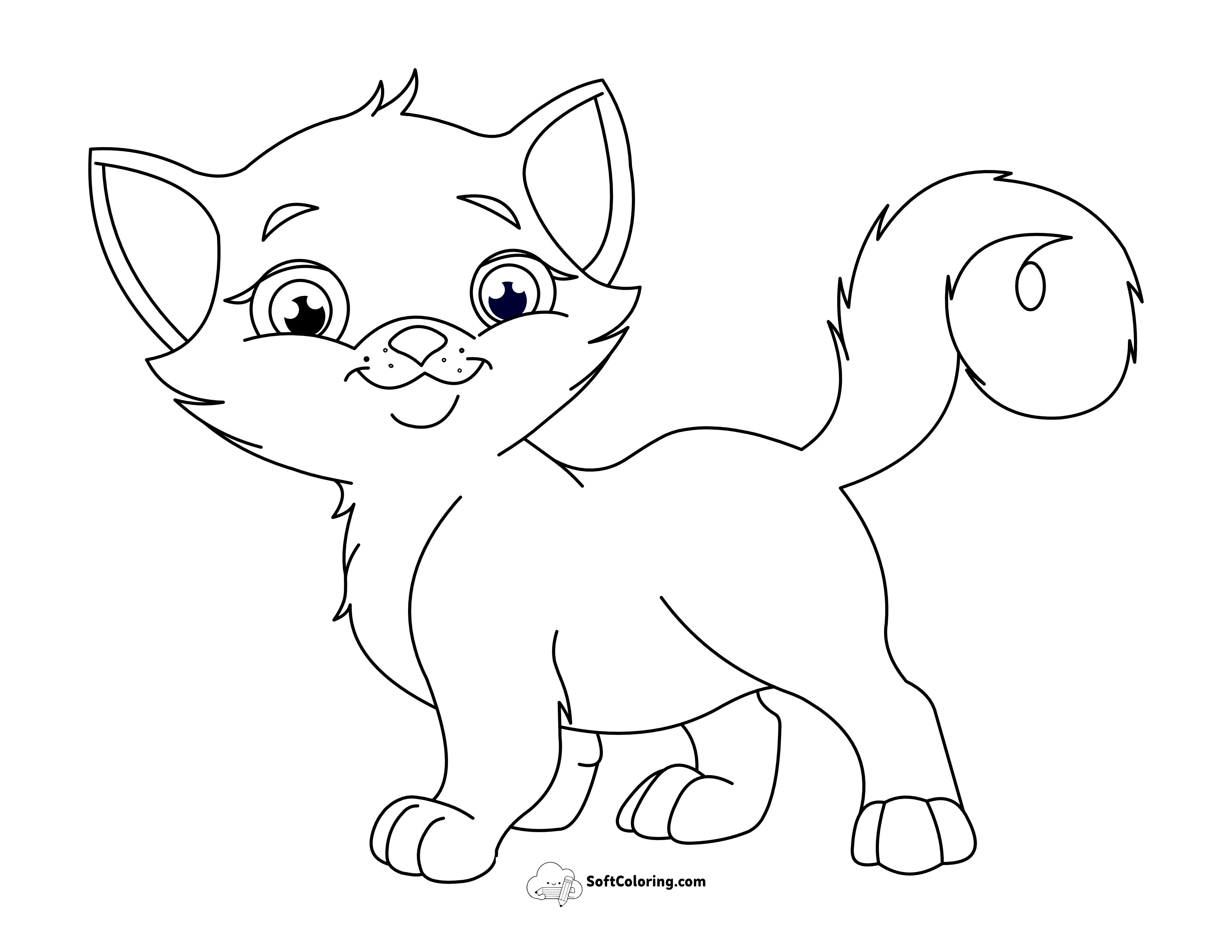 Fluffy Kitten Coloring Page