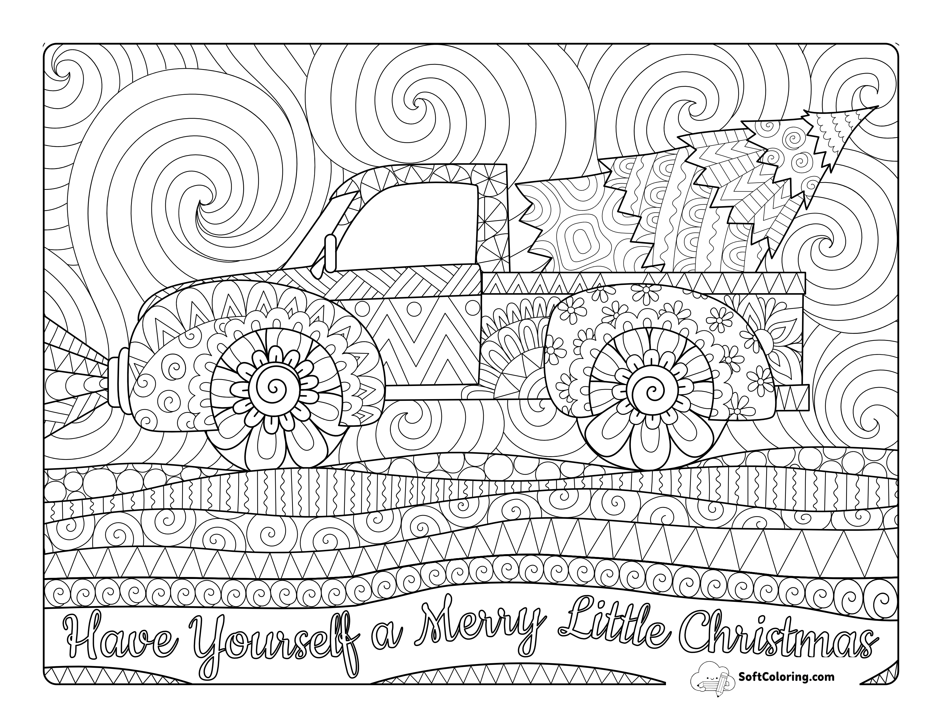 Christmas Tree In Truck Coloring Sheet