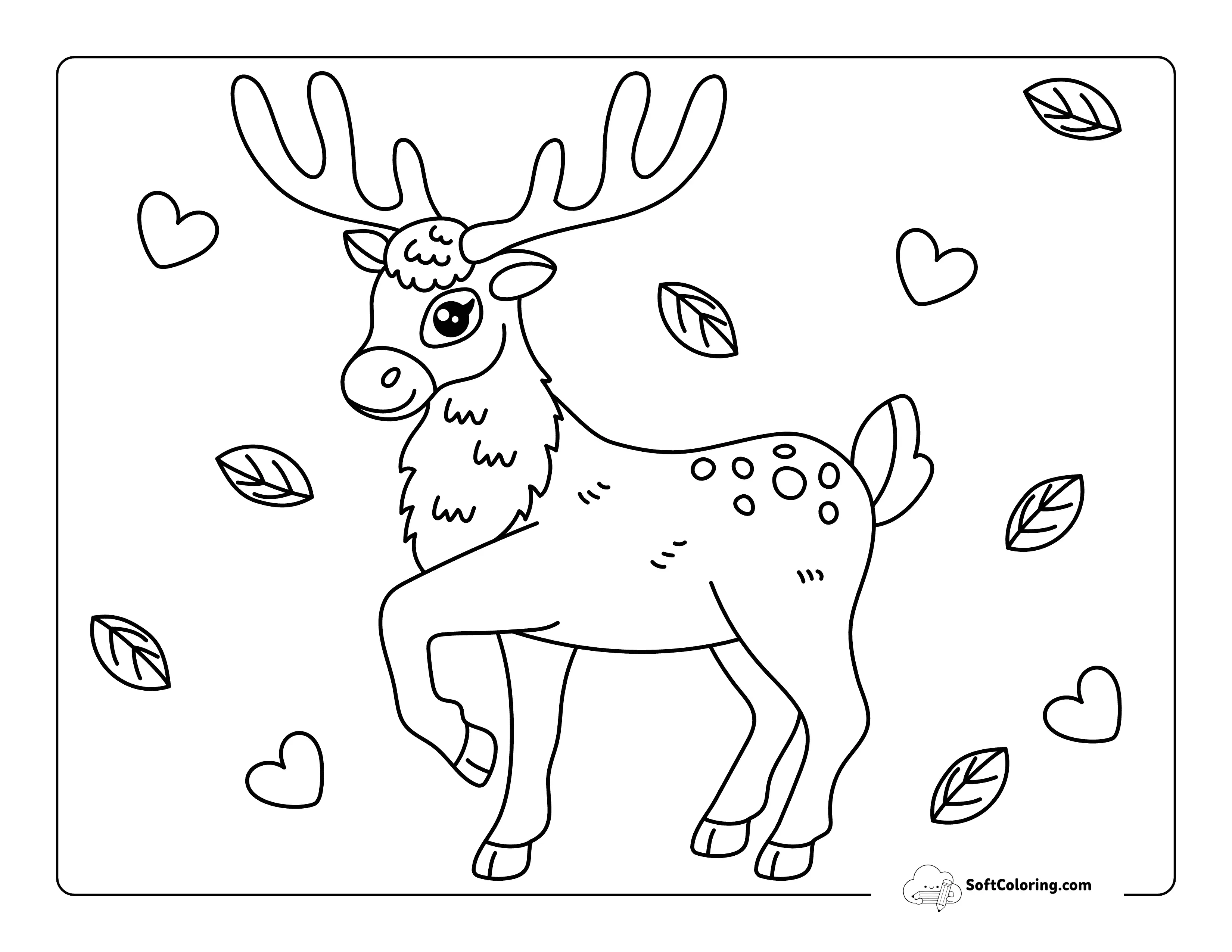 Simple Majestic Deer Outline For Preschoolers To Color