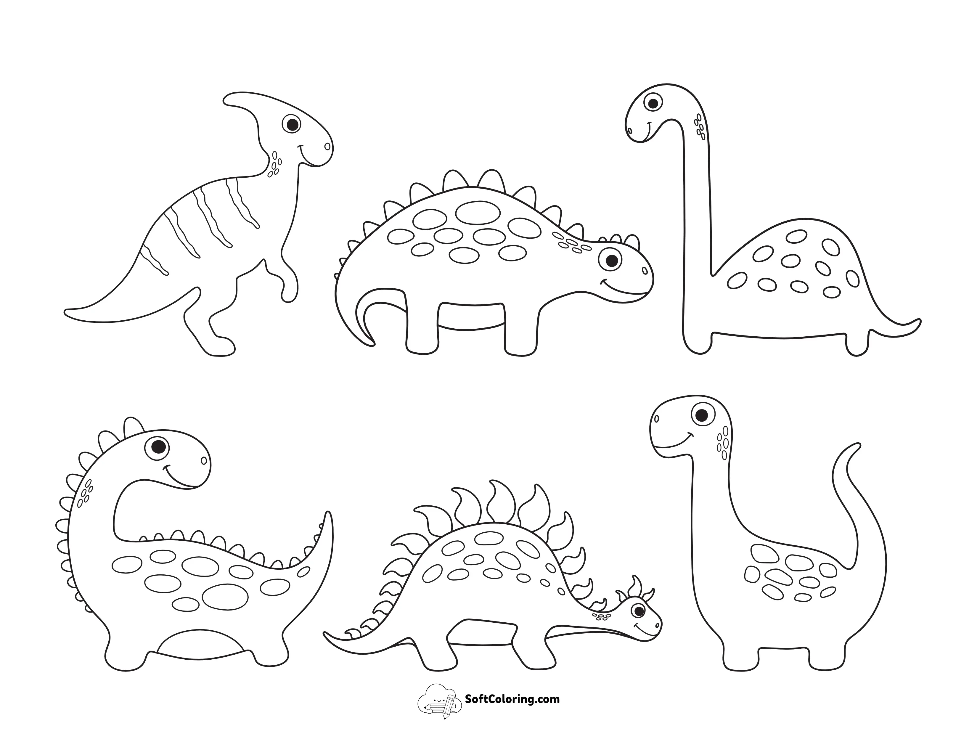 6 Cute Dinos For Preschoolers To Color