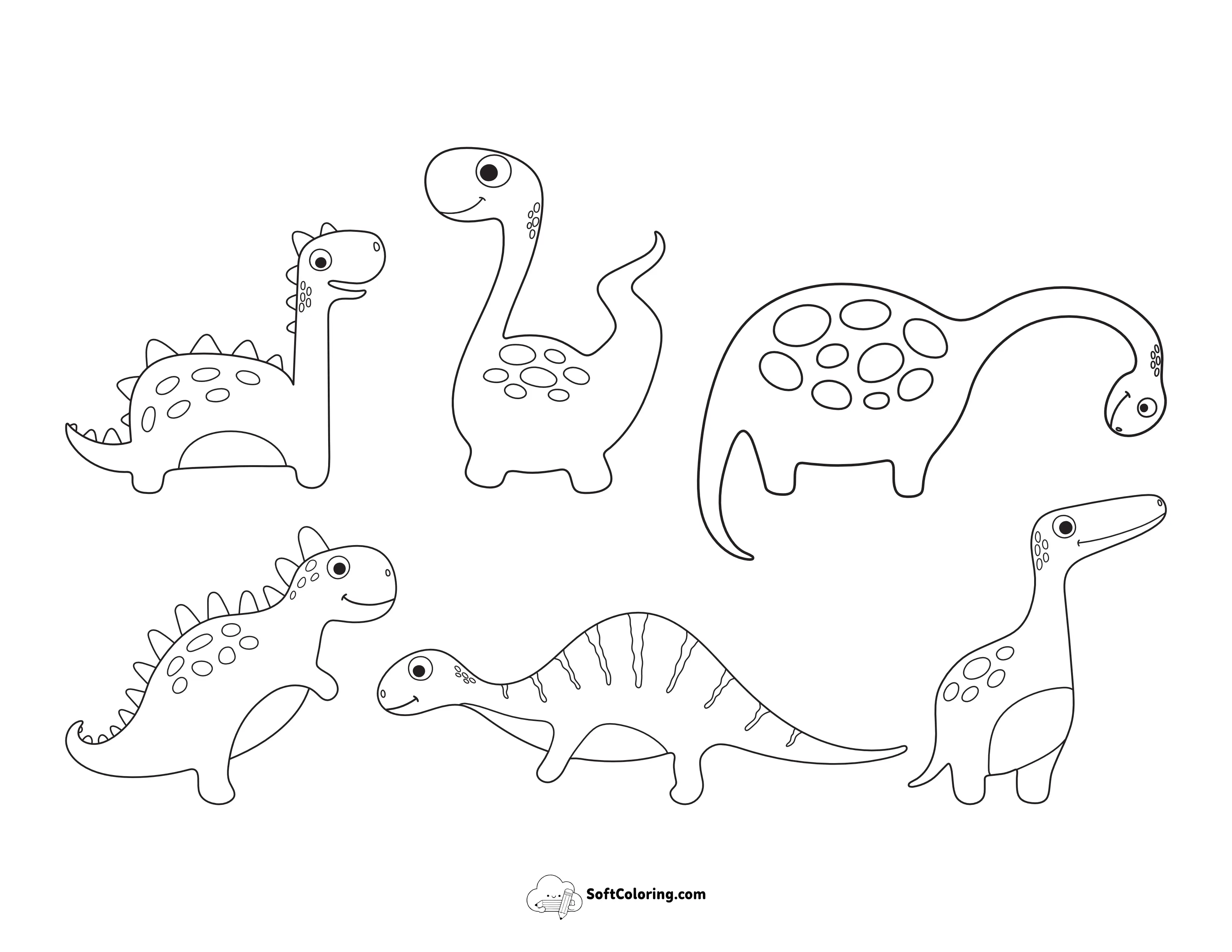 6 Cute Dinos To Color For Preschoolers