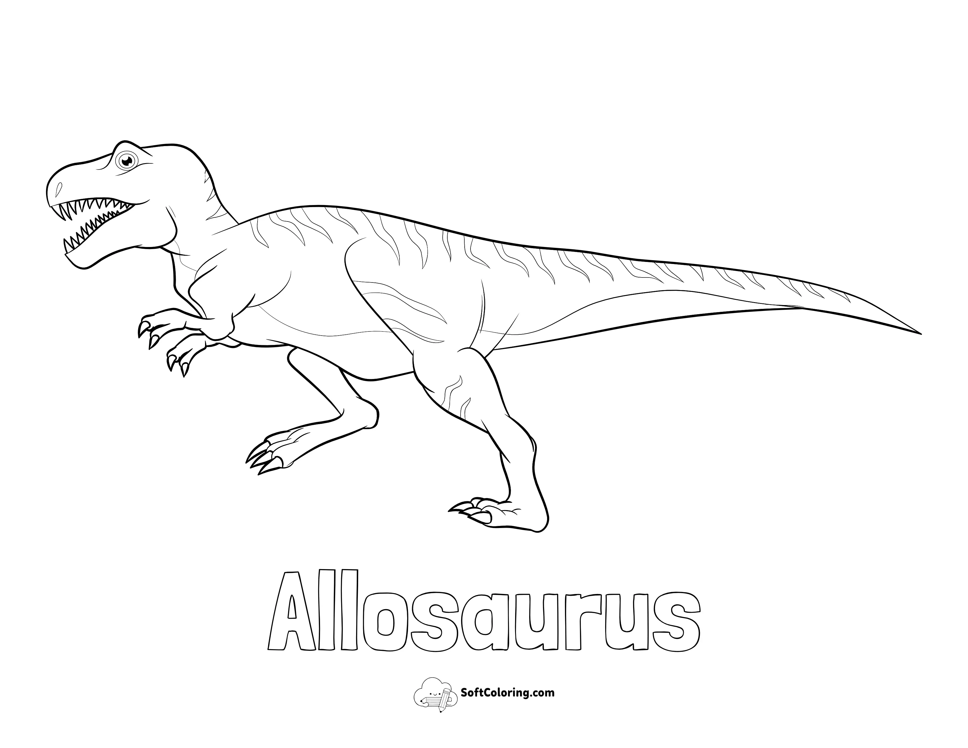 Allosaurus Dinosaur Coloring Sheet With Name