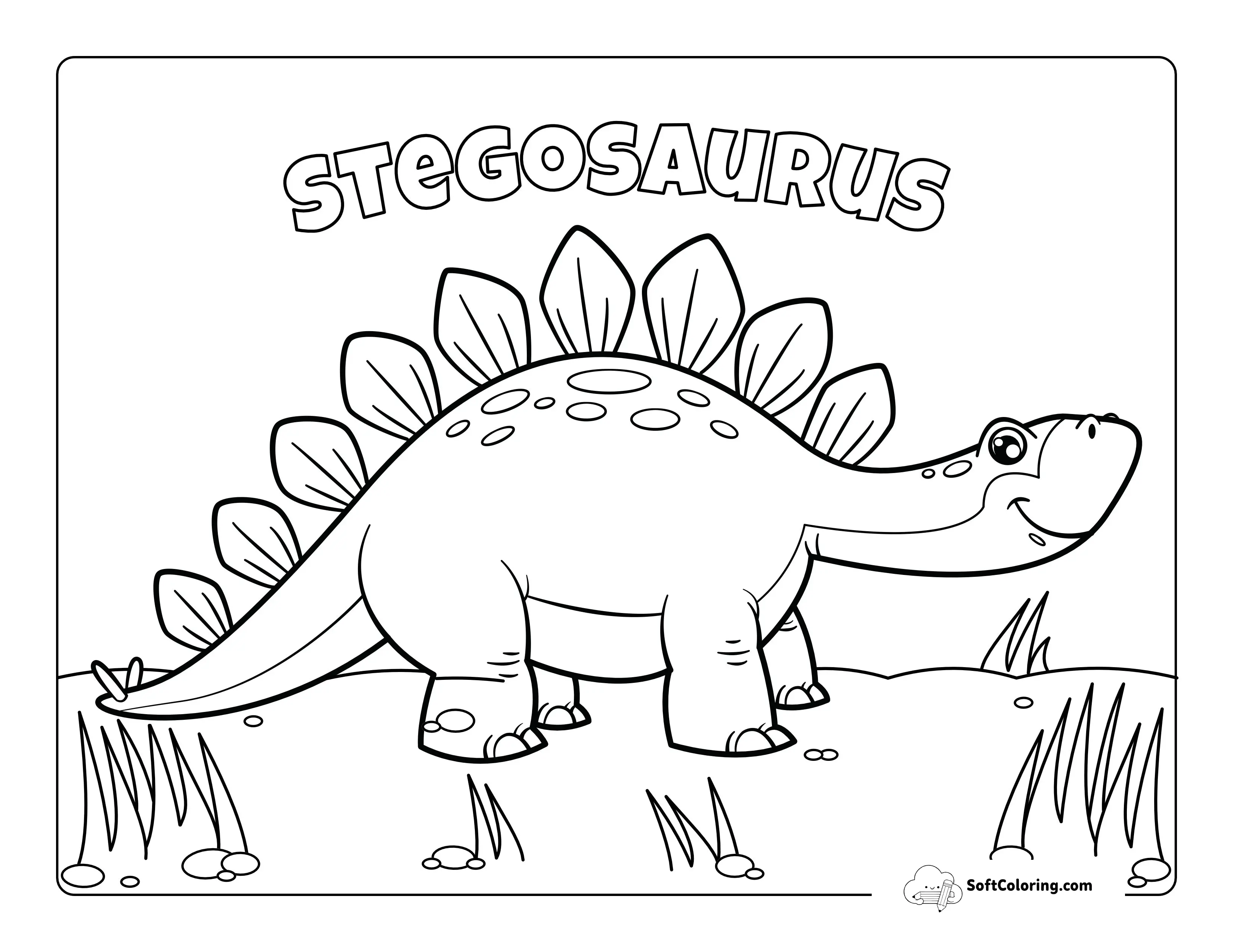 Friendly Stegosaurus Coloring Page