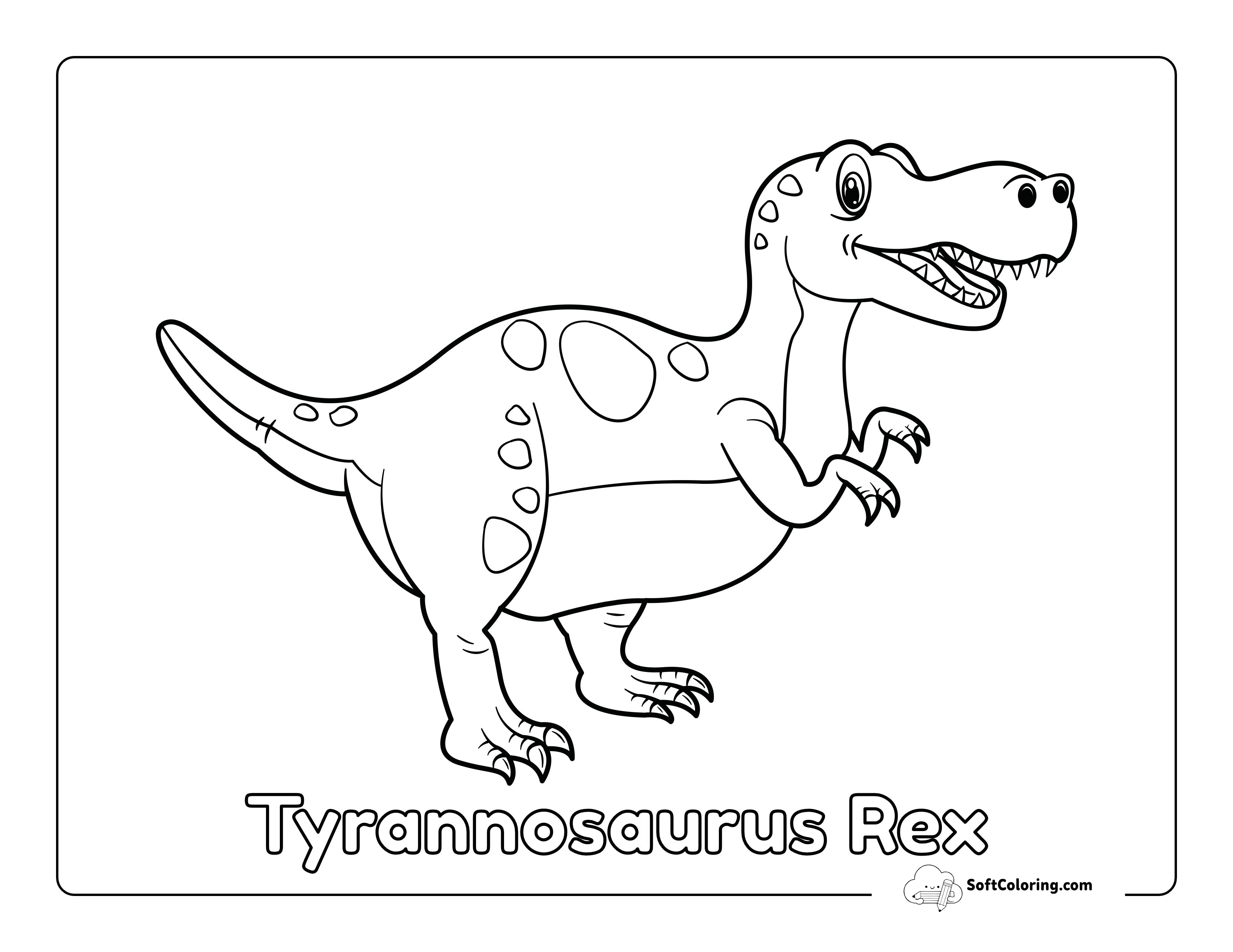 Cartoon T-Rex Dinosaur Coloring Page