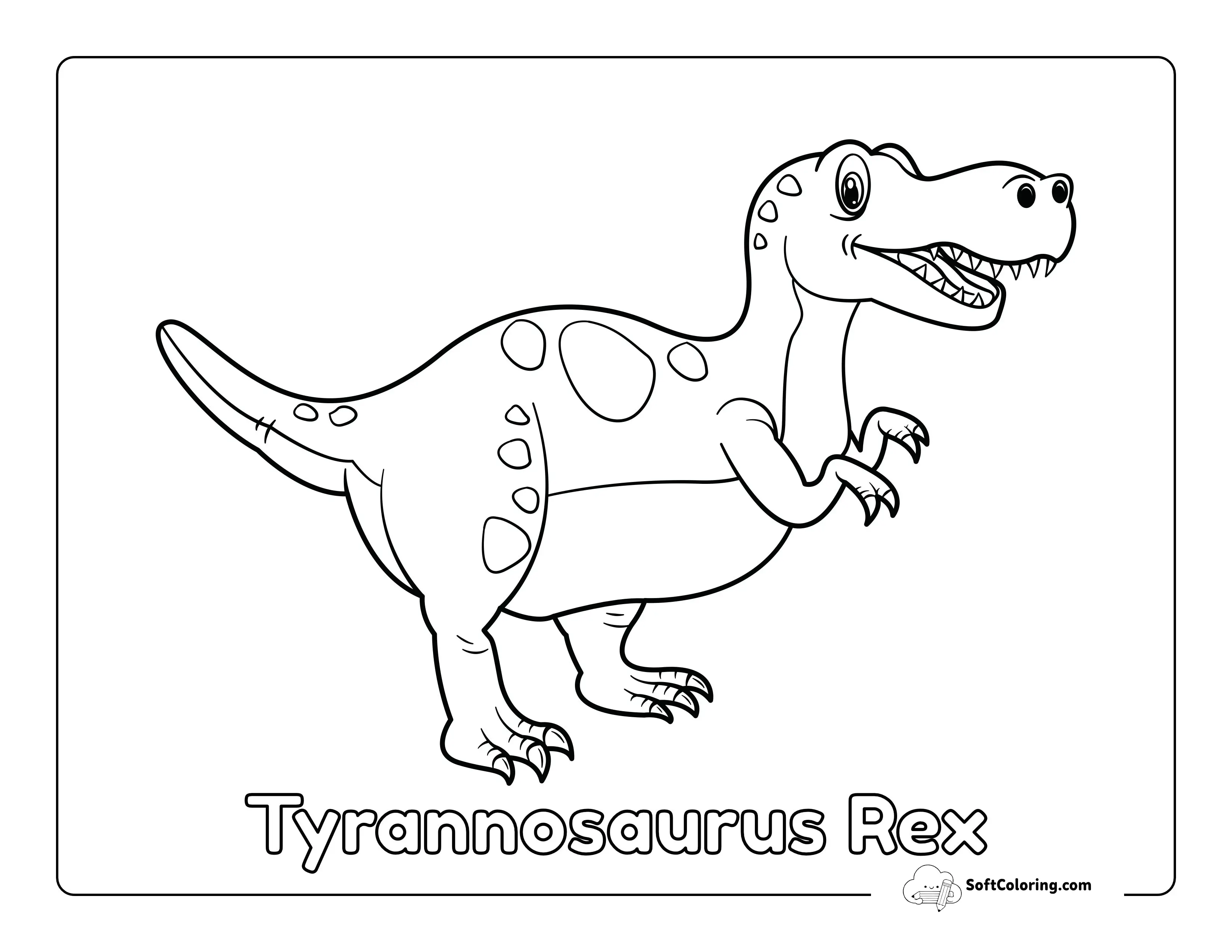 Cartoon T-Rex Dinosaur Coloring Page