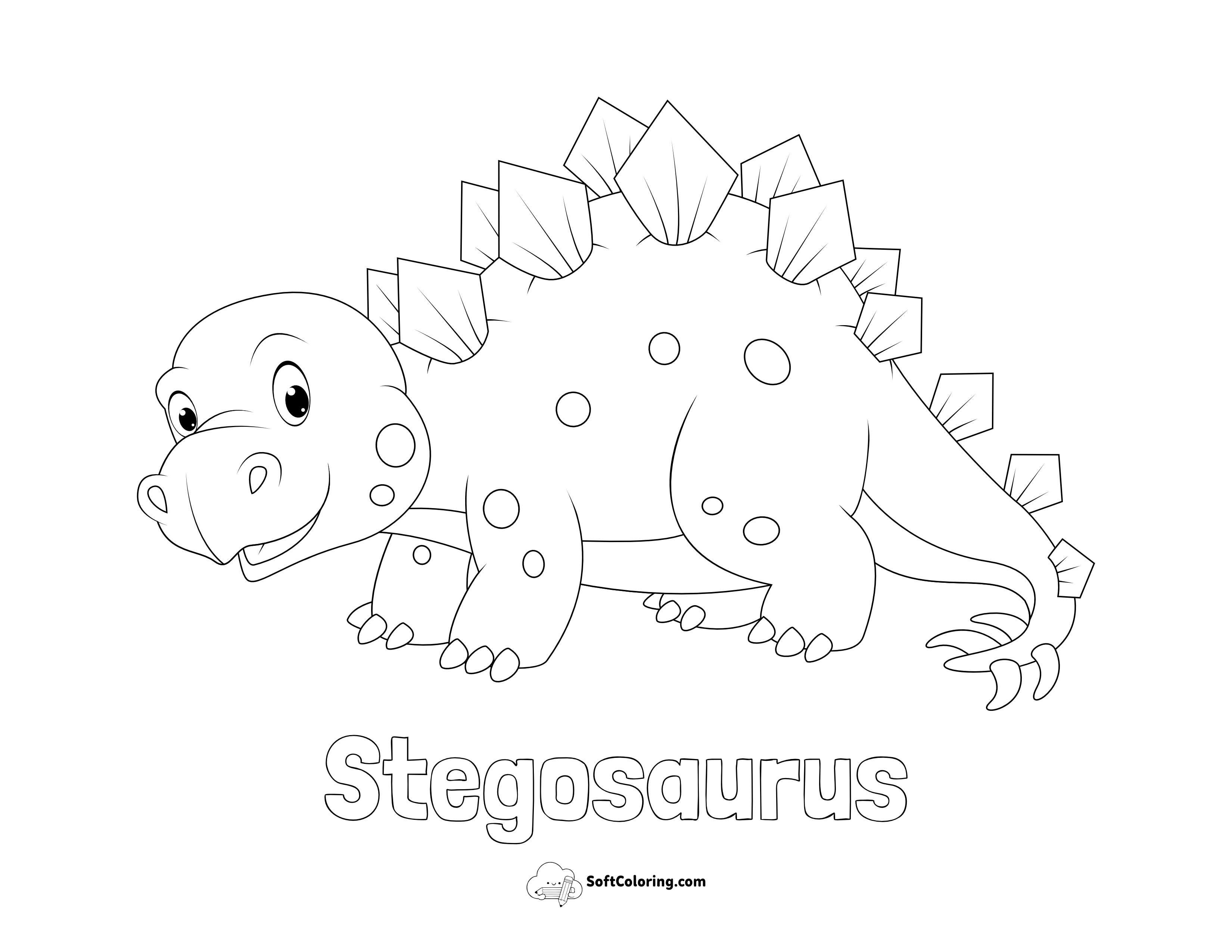 Cute Stegosaurus Dinosaur Coloring Page For Preschoolers