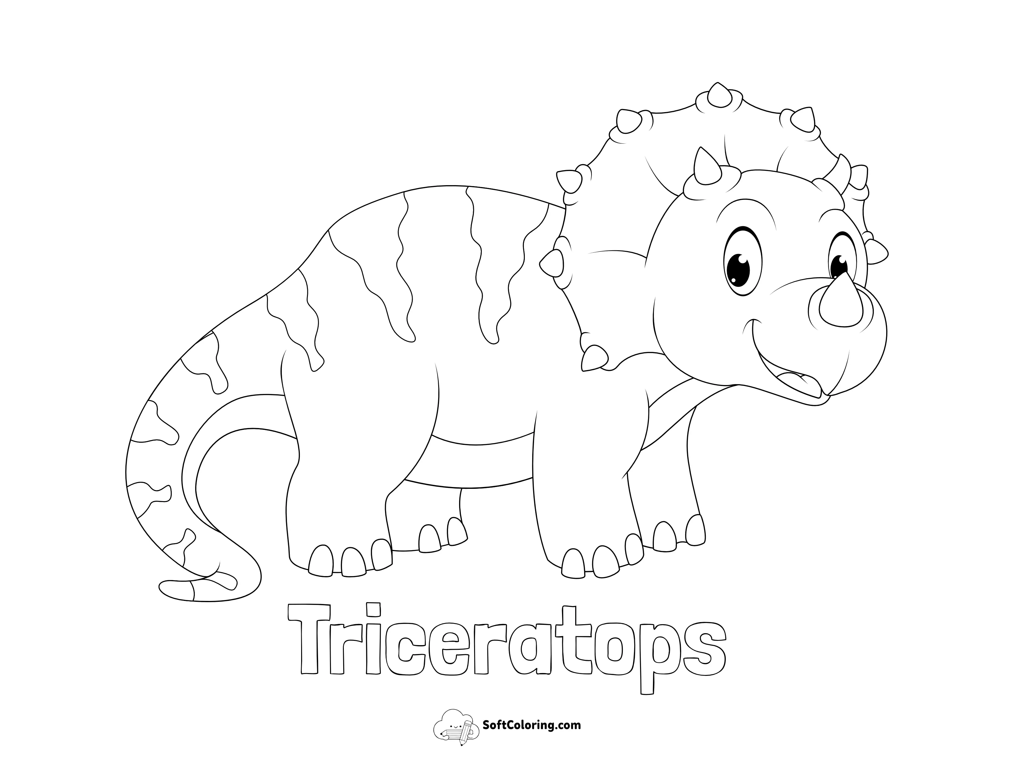 Cute Triceratops Dinosaur Coloring Page For Preschoolers