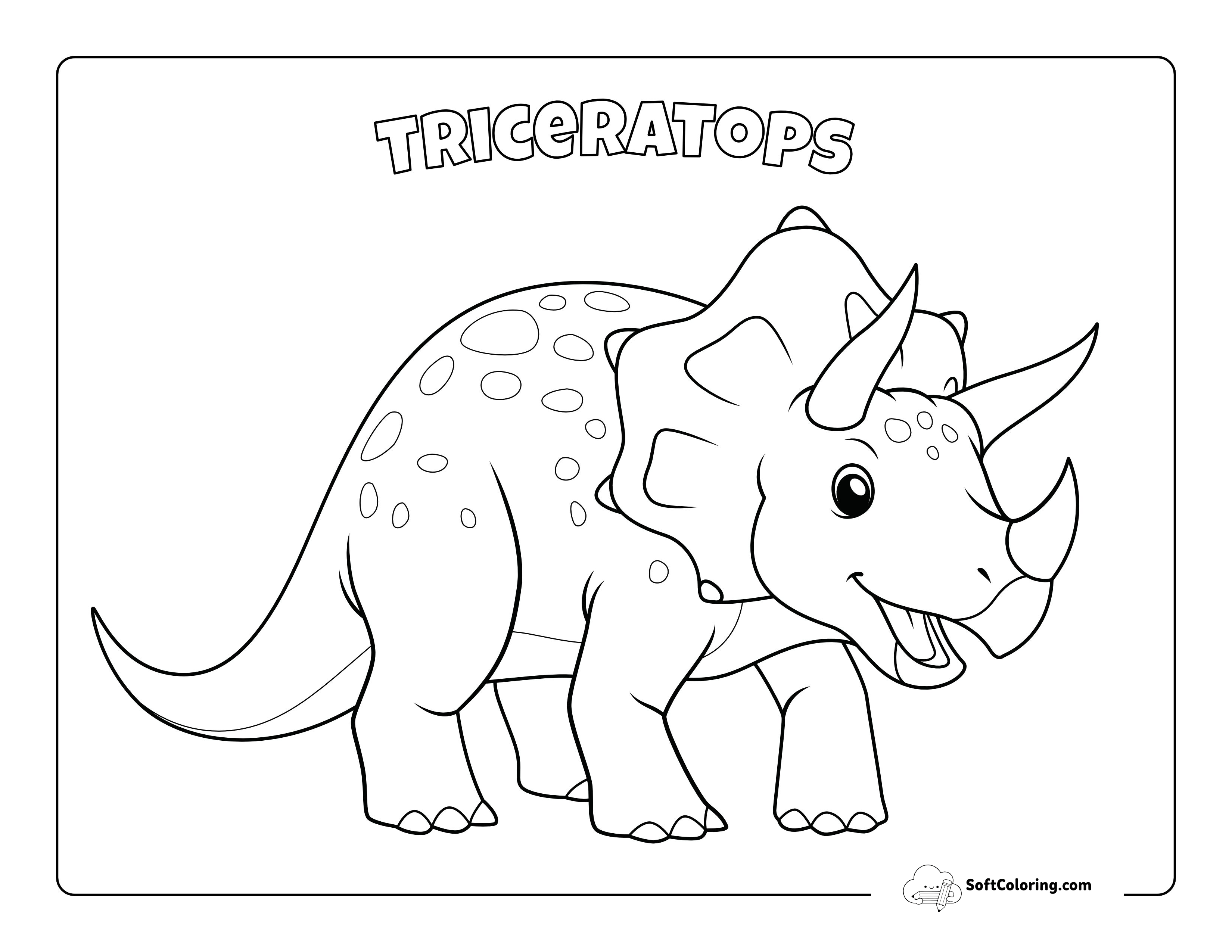 Friendly Cartoon Triceratops Dinosaur Word