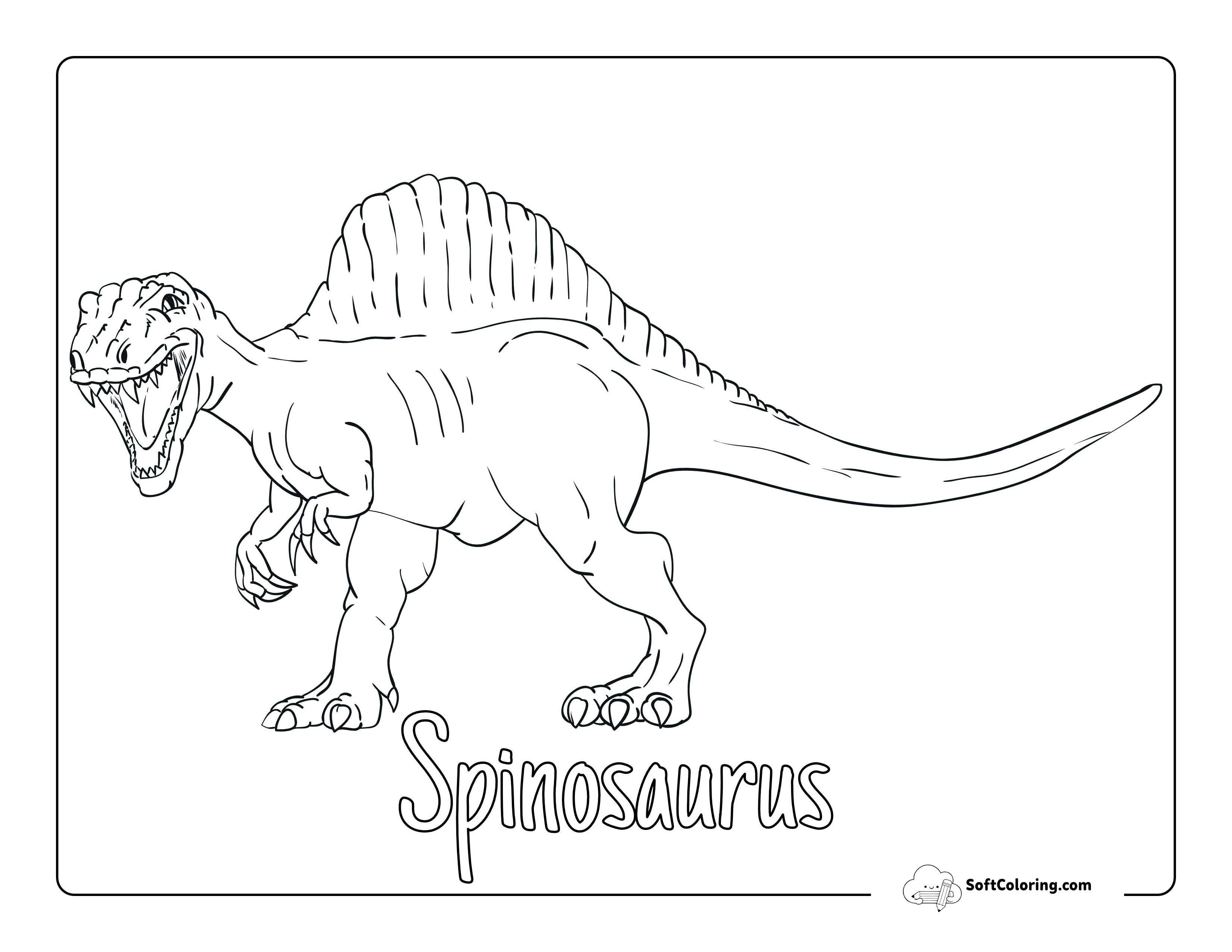 Realistic Fierce Spinosaurus On The Prowl Coloring Page