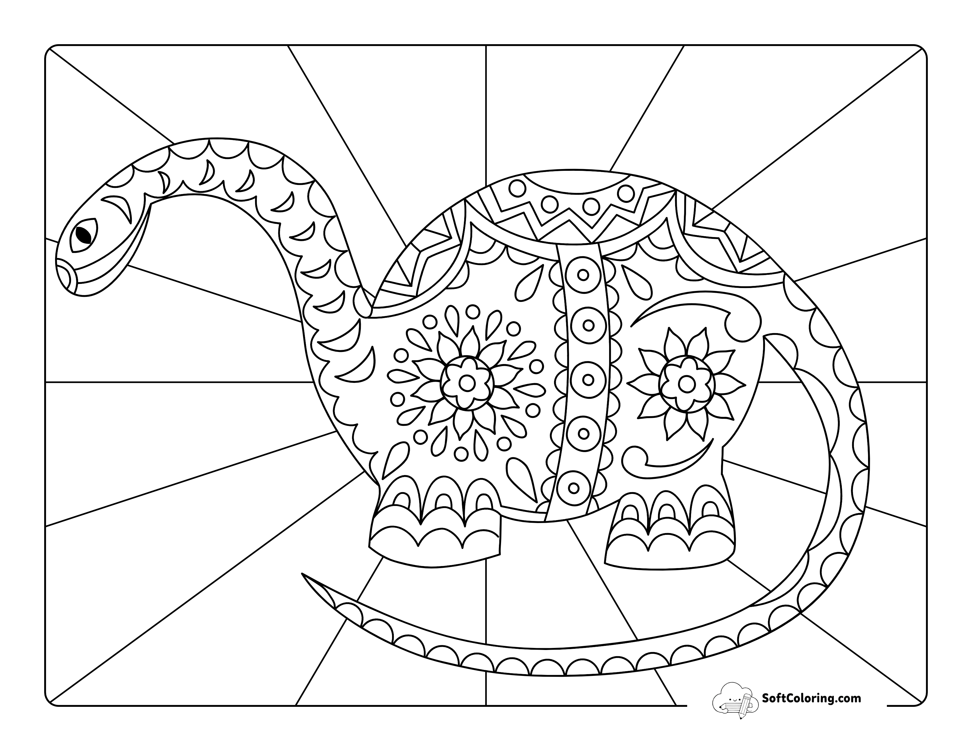Dinosaur With Intricate Patterns To Color