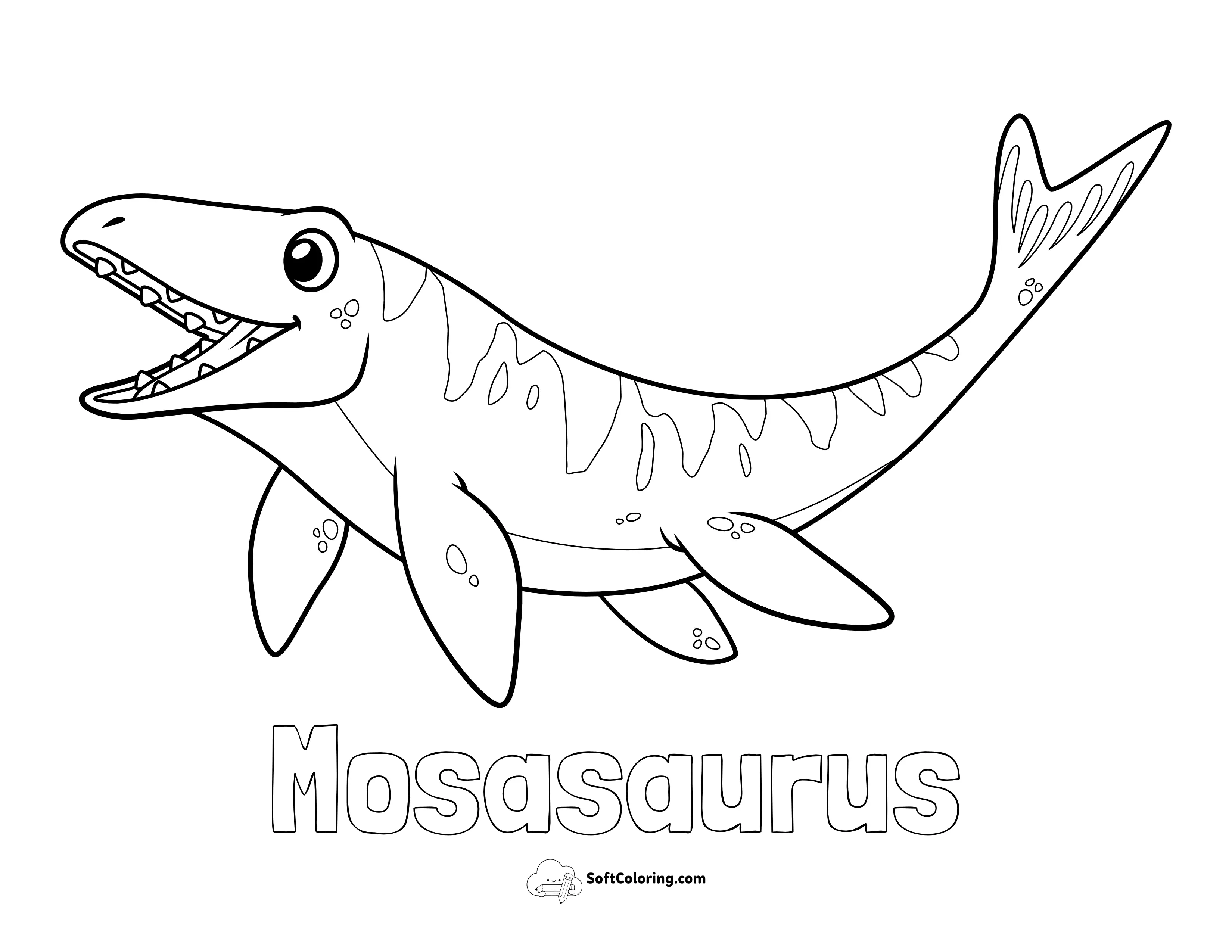Cool Cartoon Mosasaurus Dinosaur Word