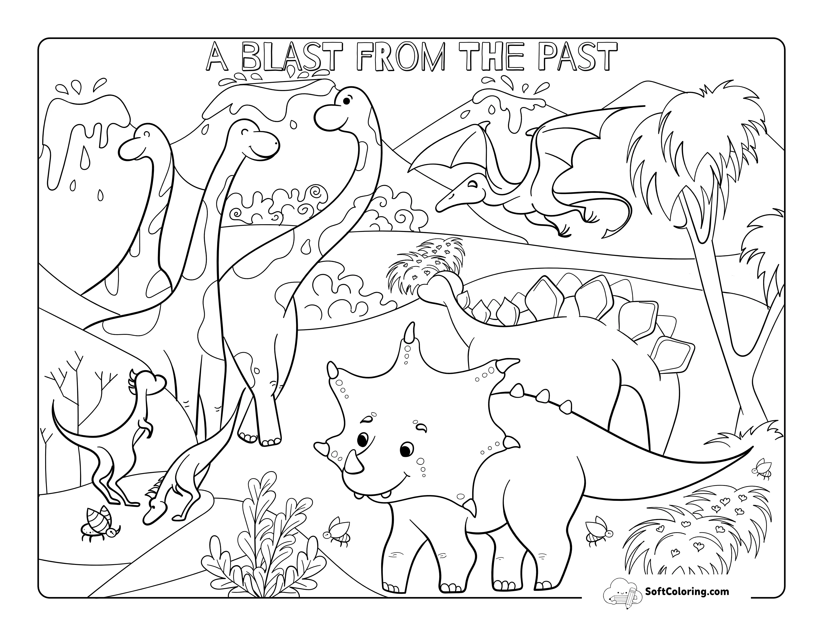 Prehistoric Jurassic Scene To Color