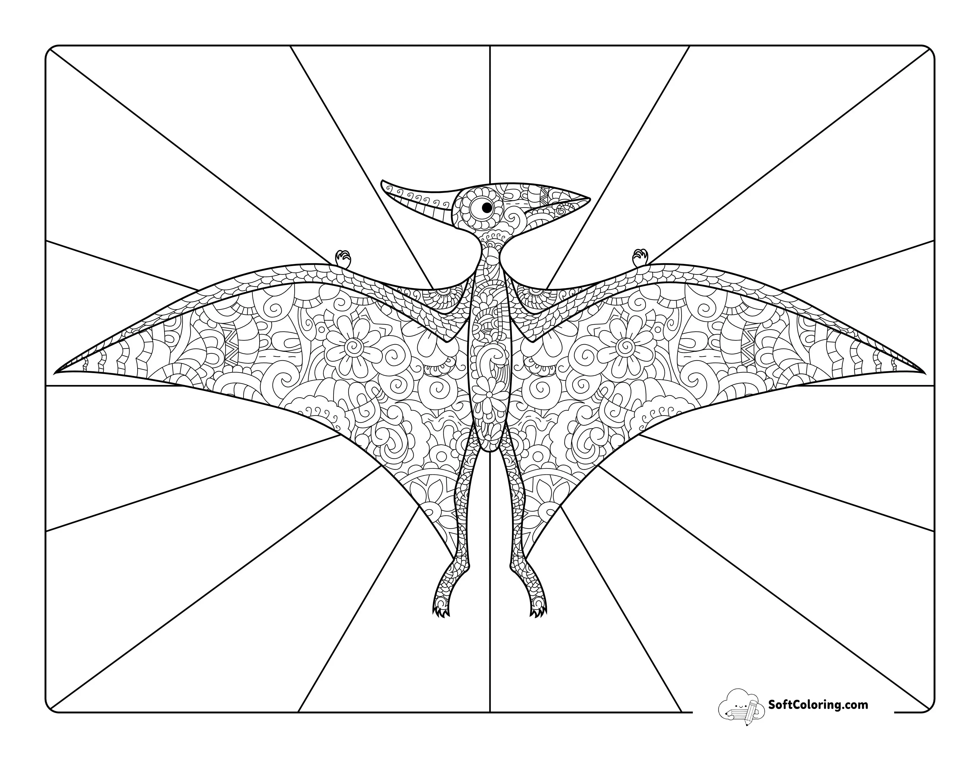 Cool Zentangle Pterodactyl Flying Dinosaur