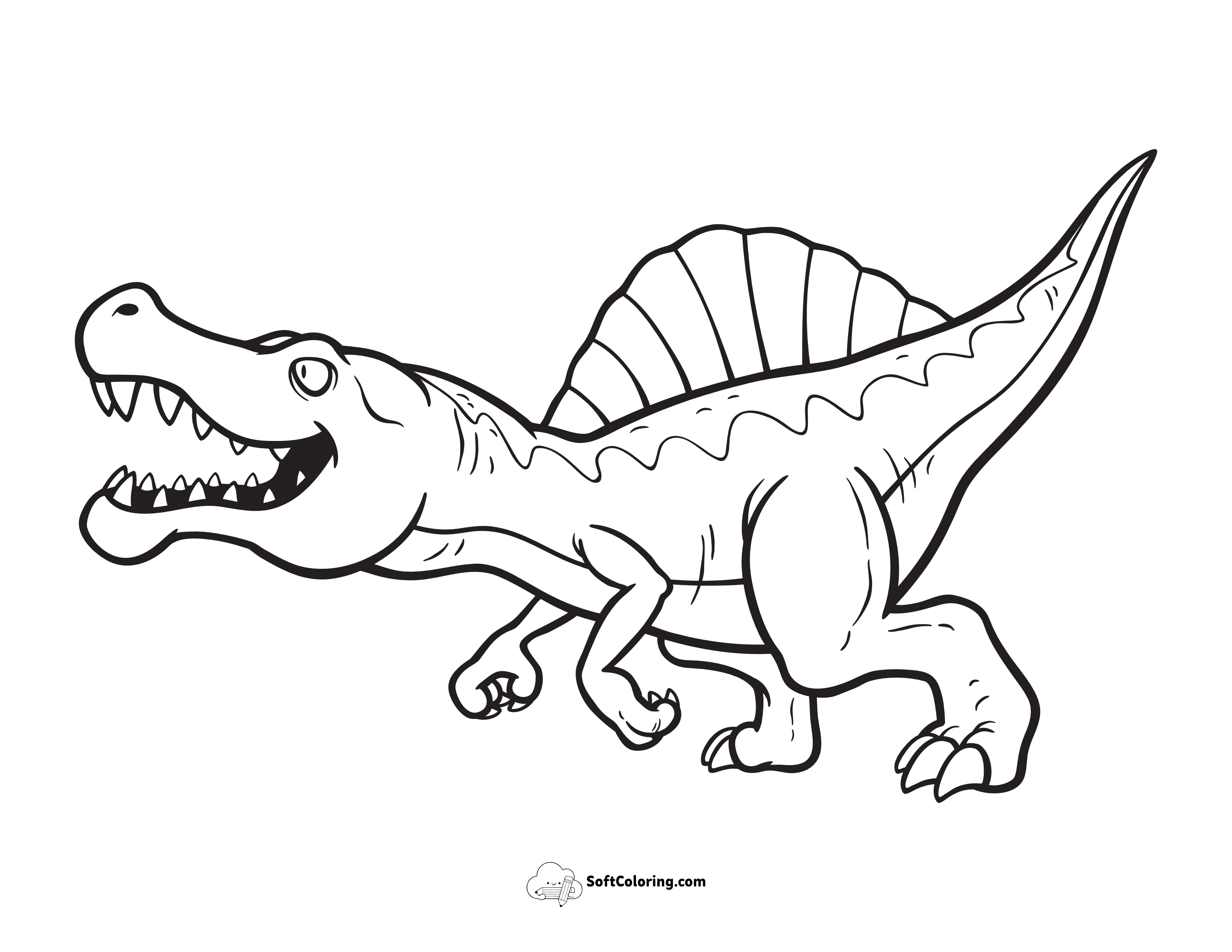 Simple Spinosaurus Dinosaur Outline Printable For Kids