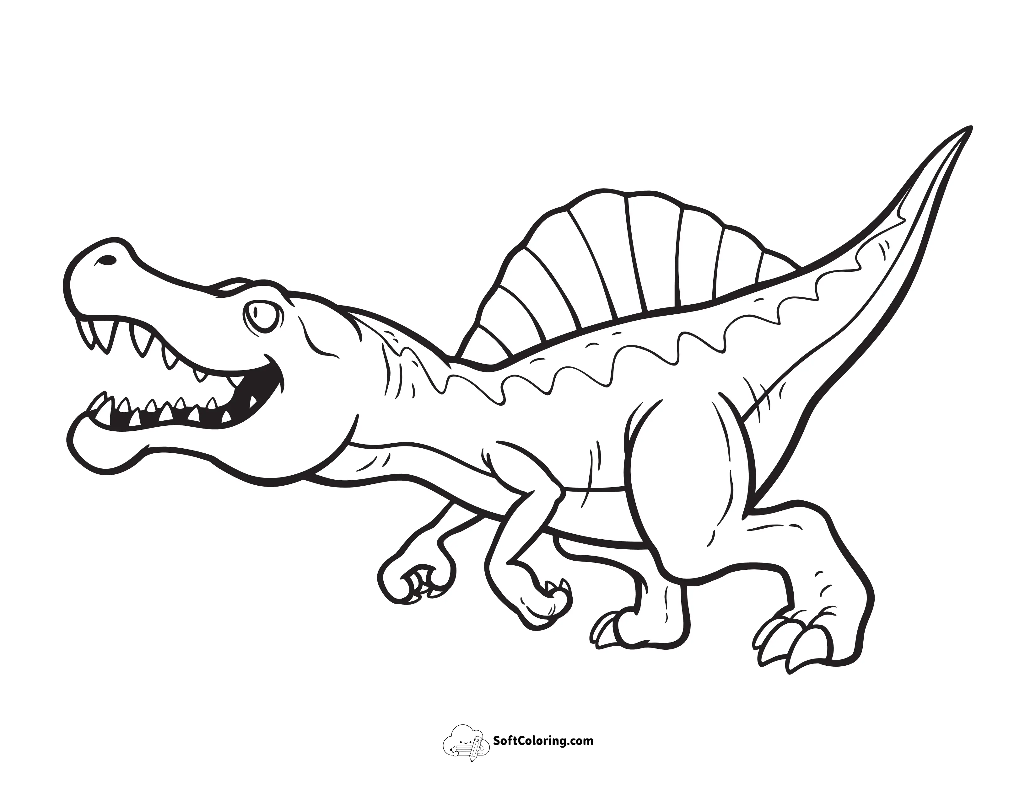 Simple Spinosaurus Dinosaur Outline Printable For Kids