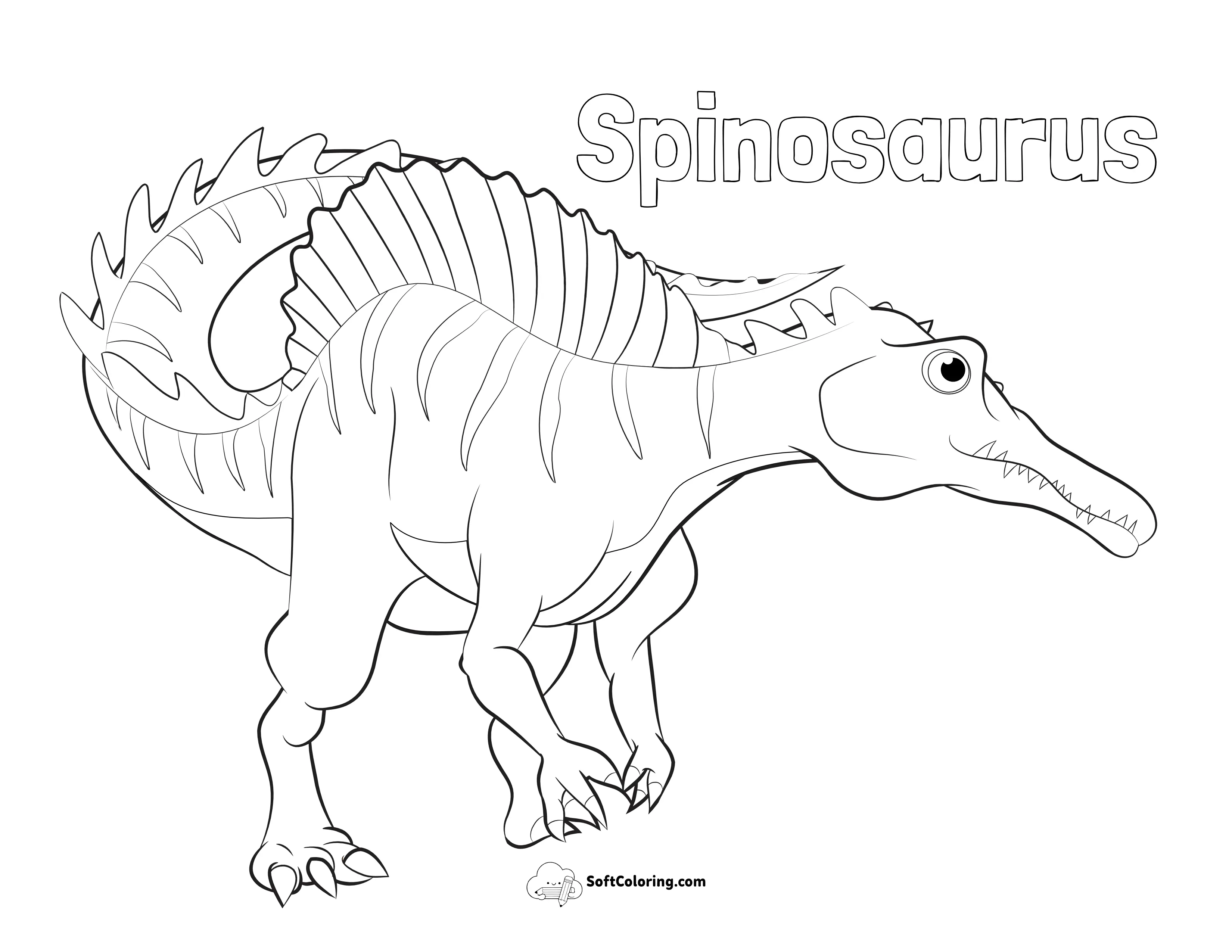Spinosaurus Dinosaur Coloring Page With Name