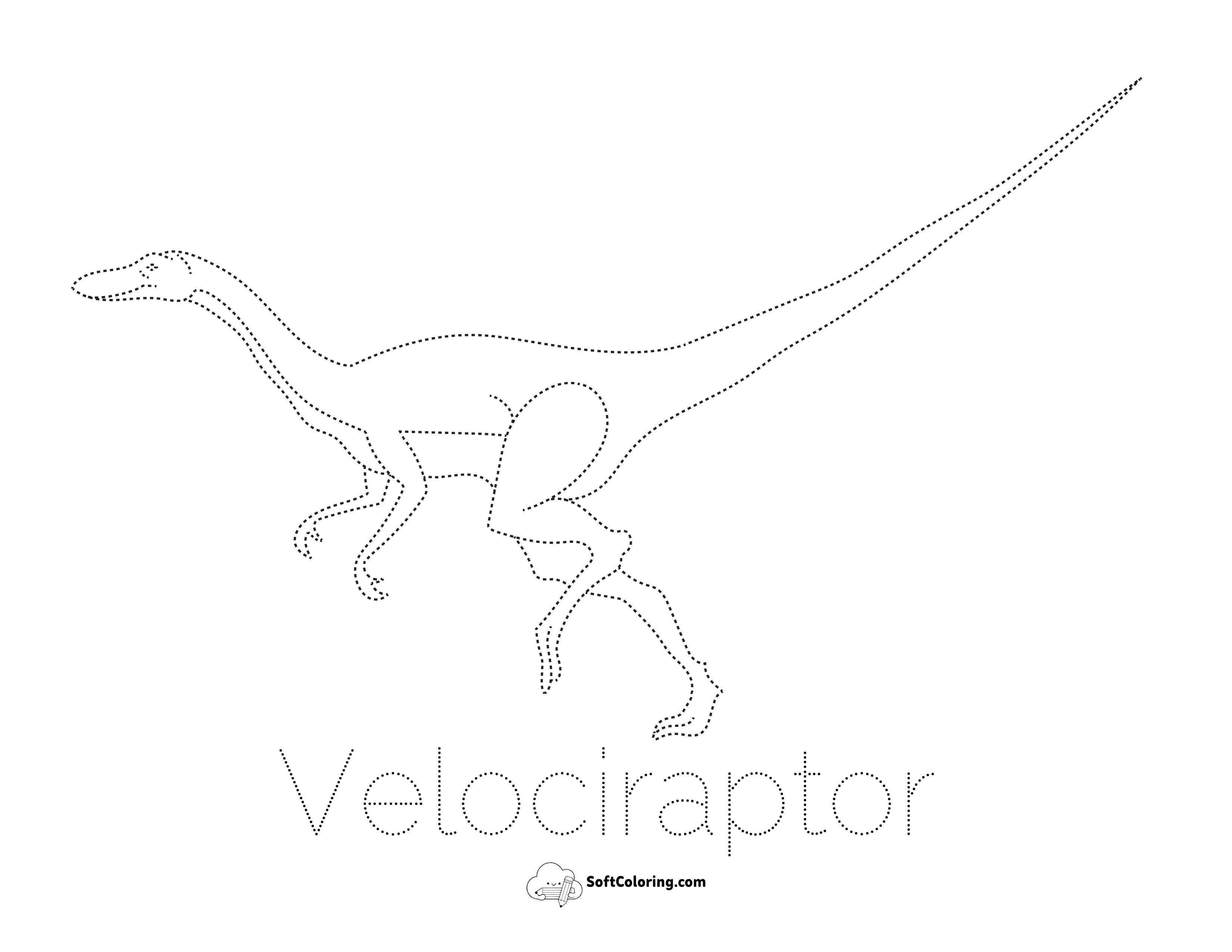 Velociraptor Dinosaur Printable Coloring Sheet