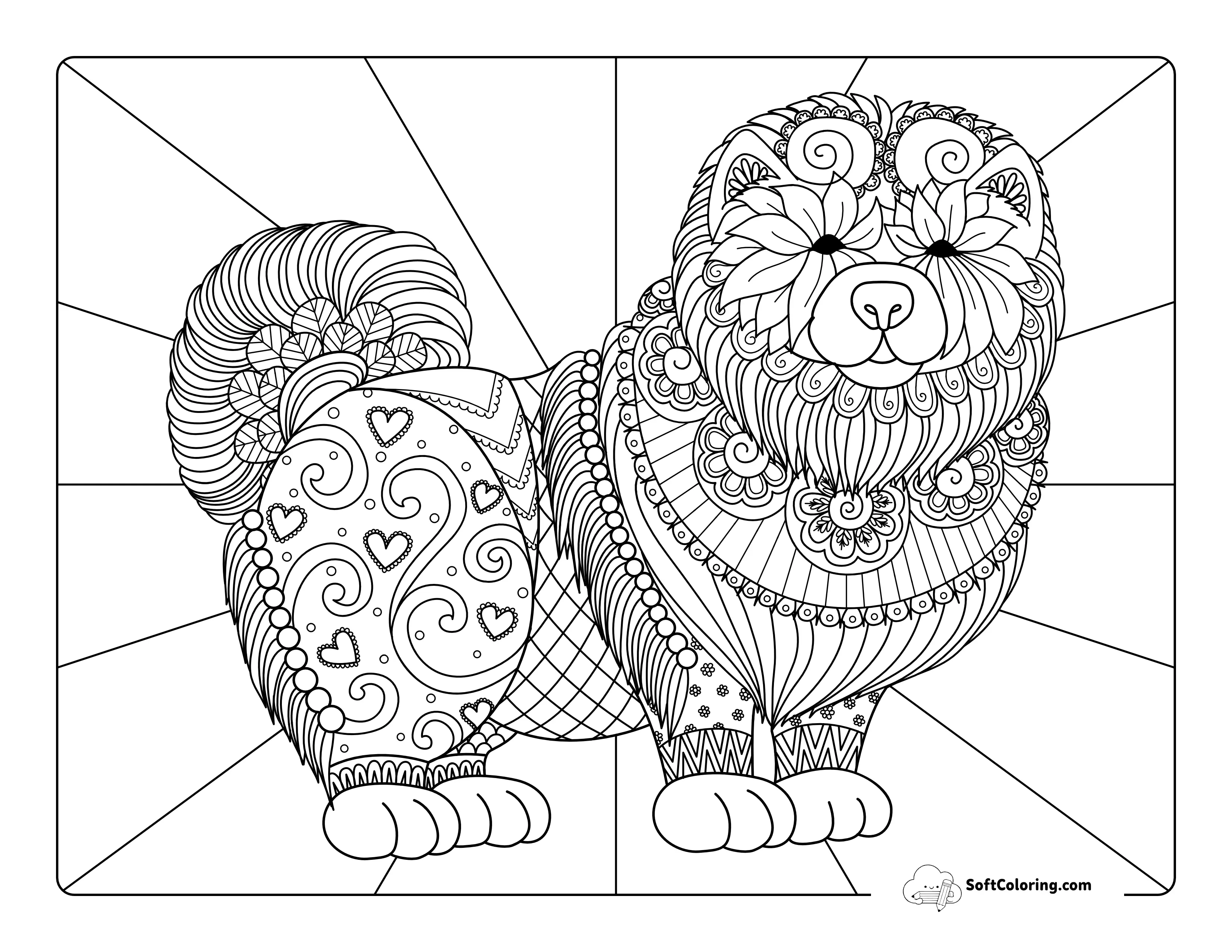 Detailed Chow Chow Dog Coloring Page For Adults