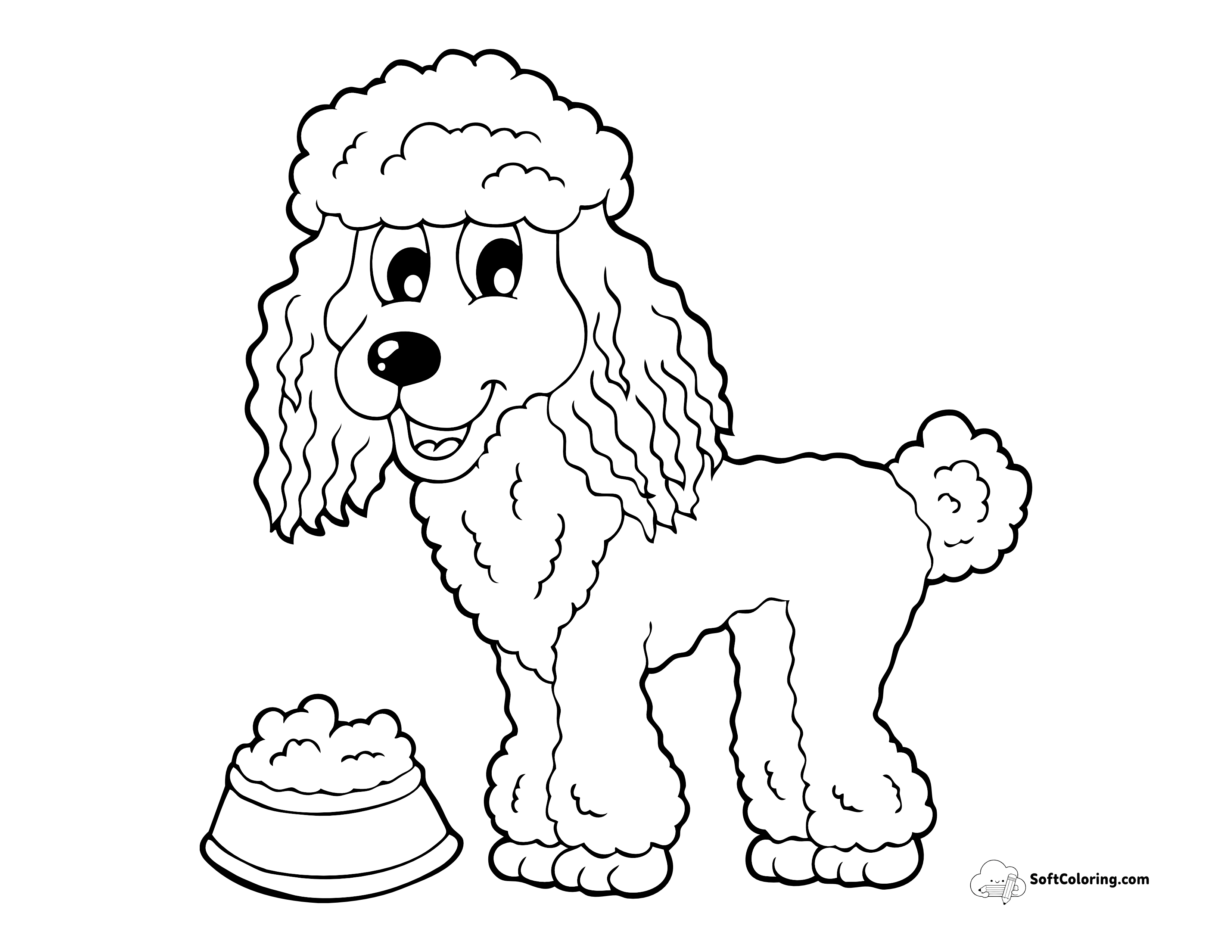 Cute Poodle Cartoon Coloring Page